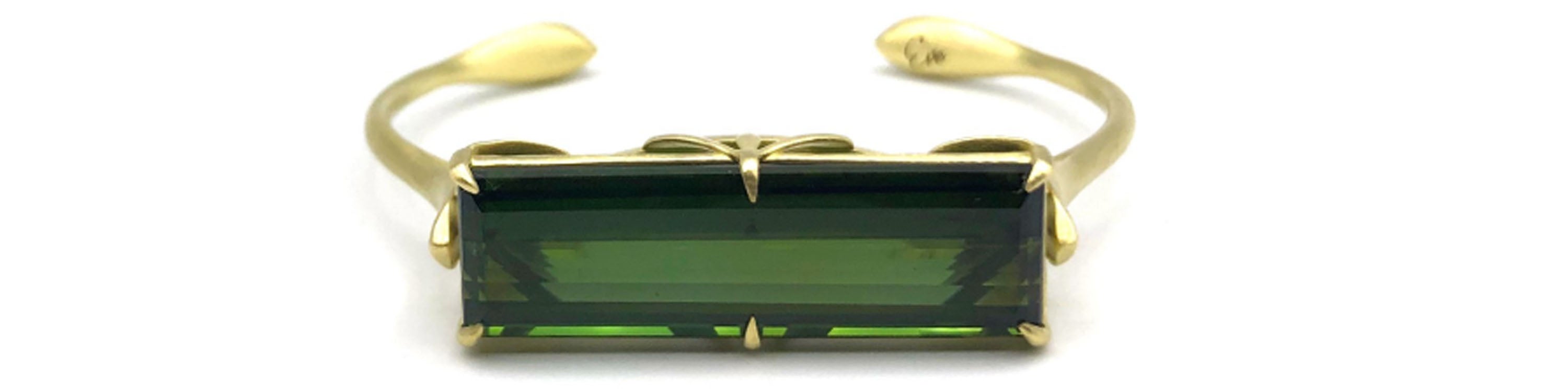 Green tourmaline cuff bracelet