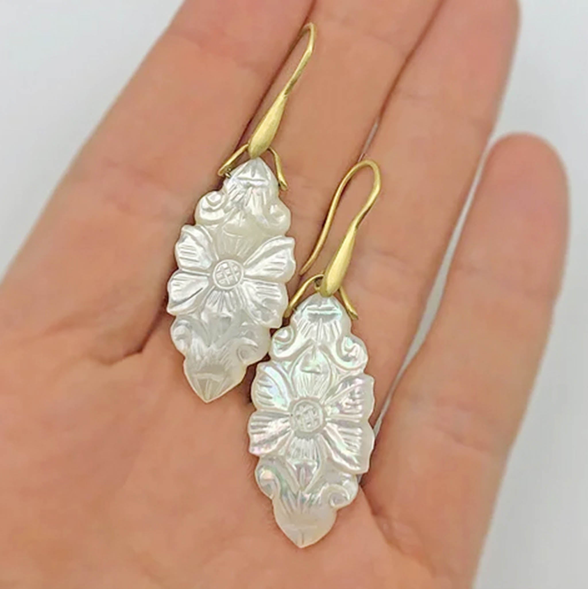 Carved Mother Of Pearl Earrings