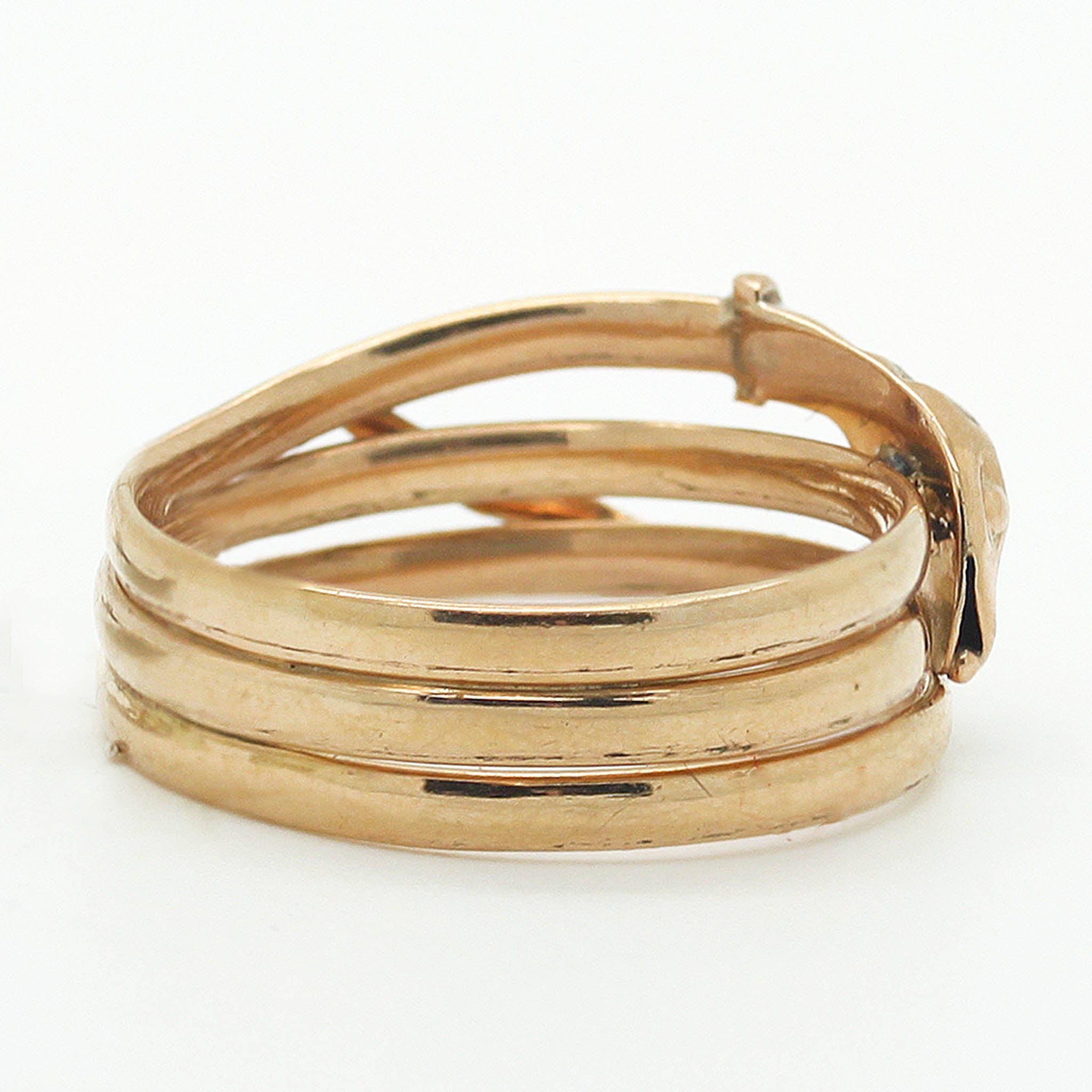 Coiled Snake Ring with Diamond Head