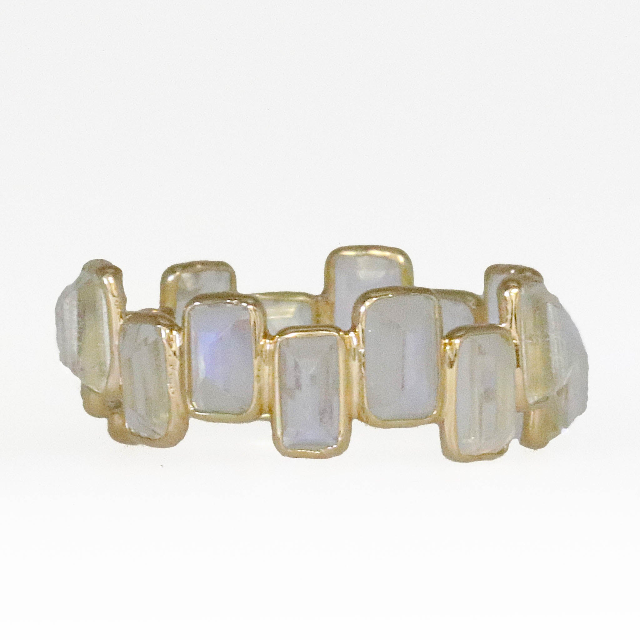 Emerald Cut Moonstone Bezel Set Ring