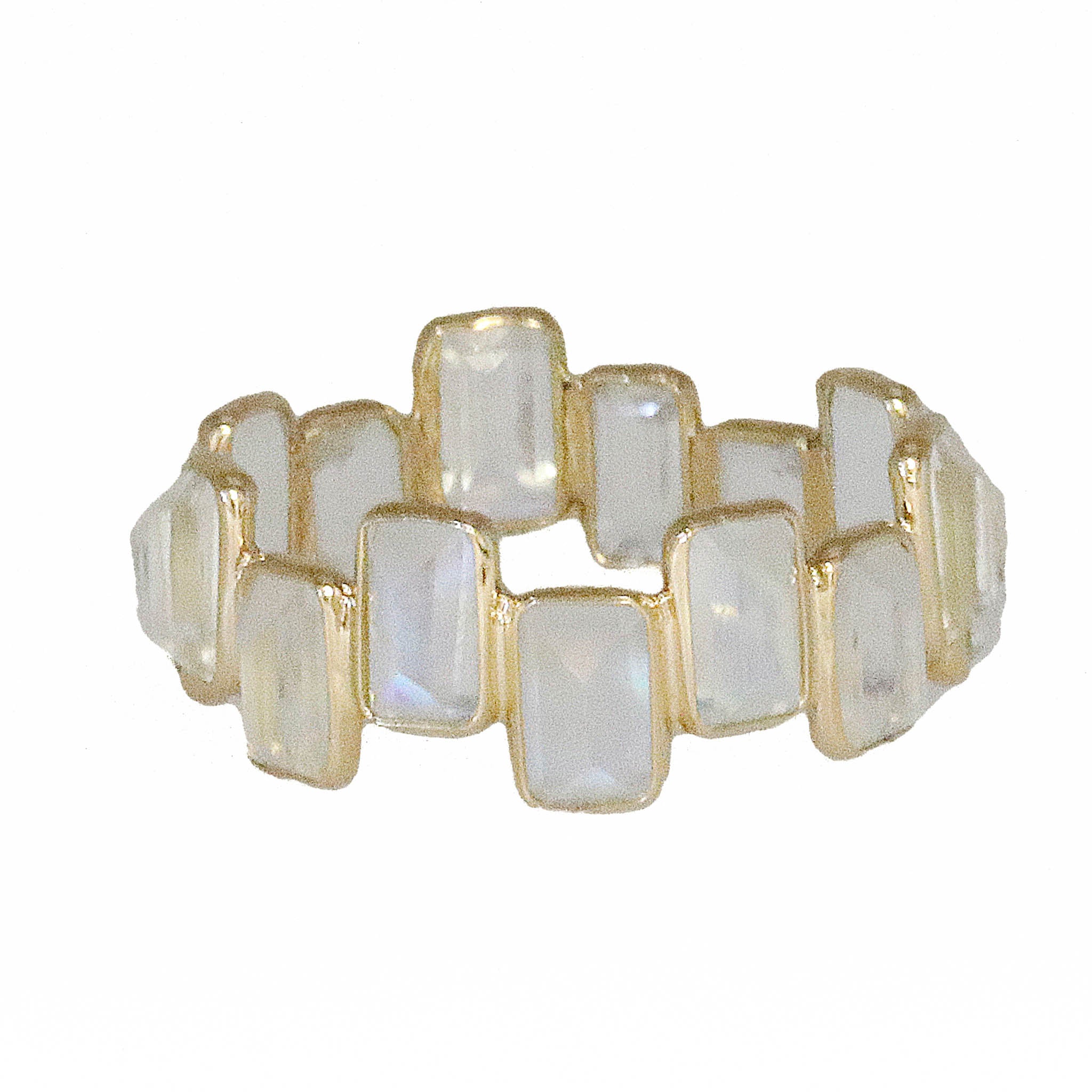 Emerald Cut Moonstone Bezel Set Ring