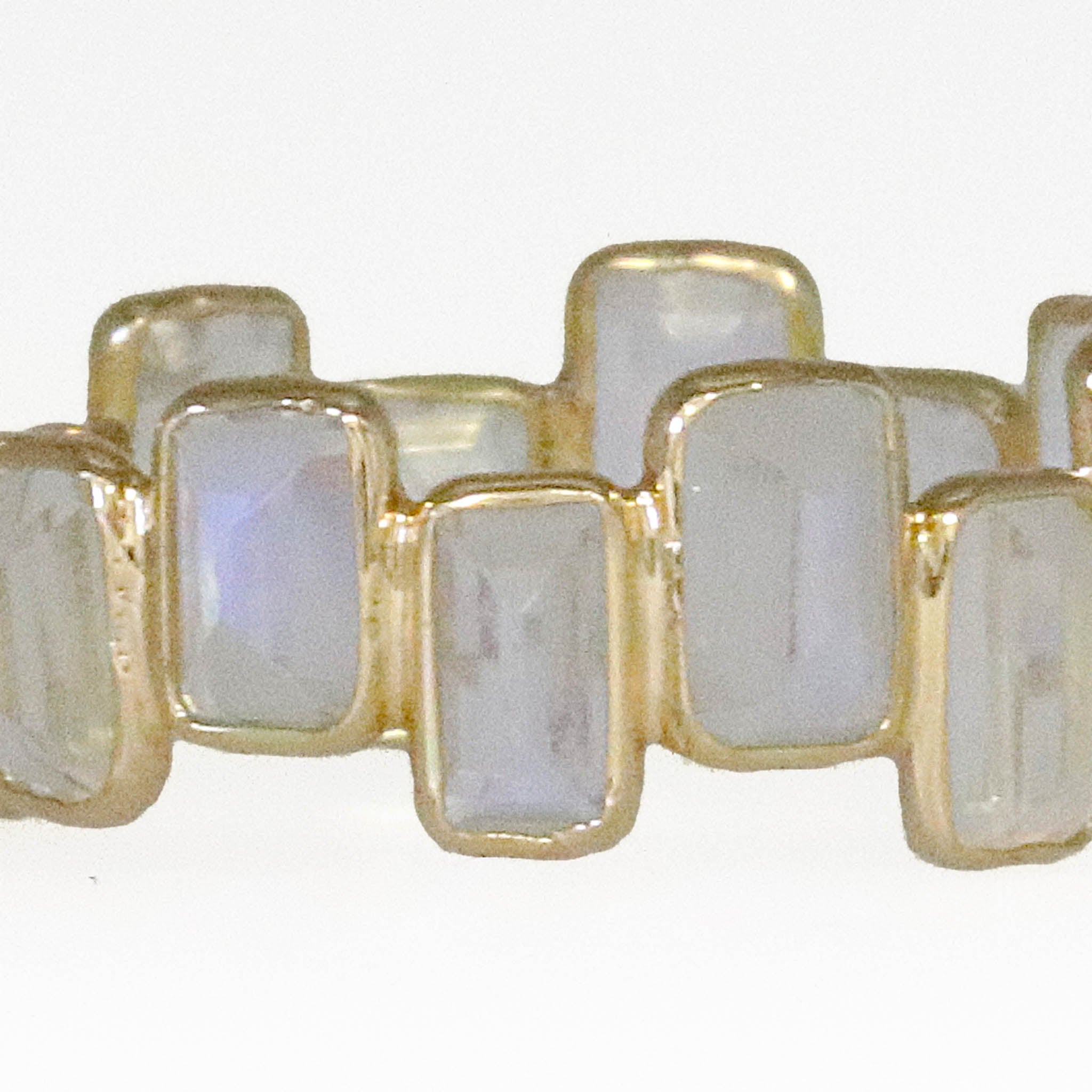 Emerald Cut Moonstone Bezel Set Ring