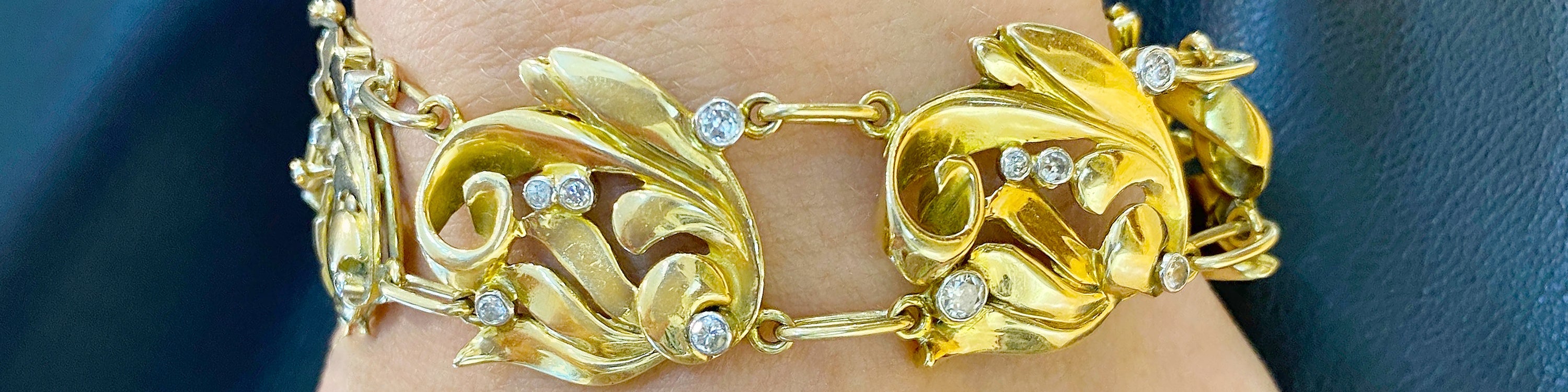 estate vintage gold and diamond bracelet