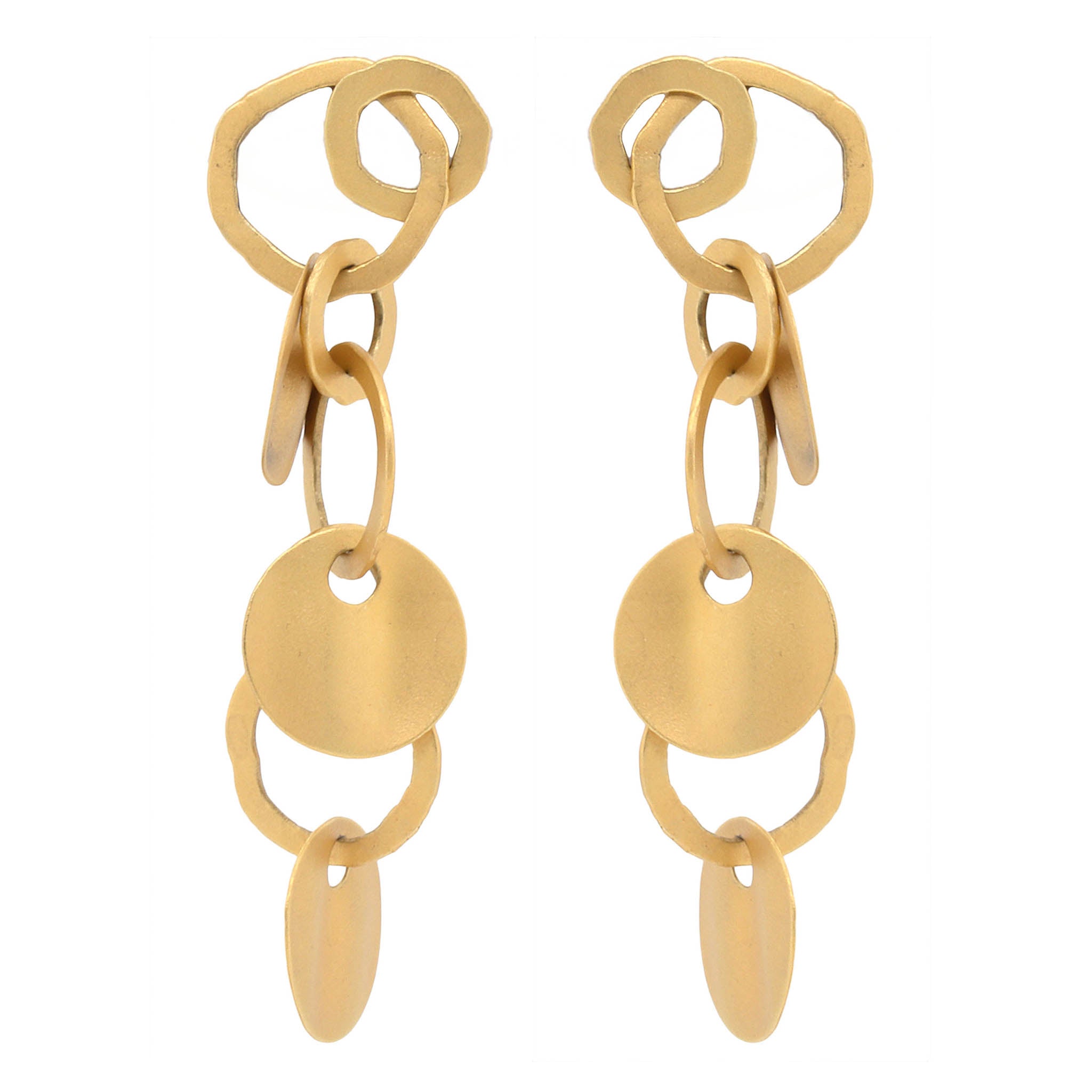 Satin Finish Circular Drop Earrings