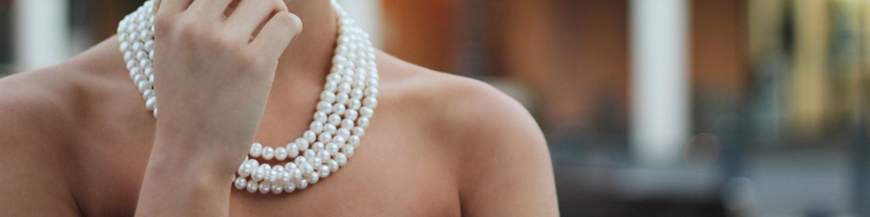 Multiple row pearl necklace