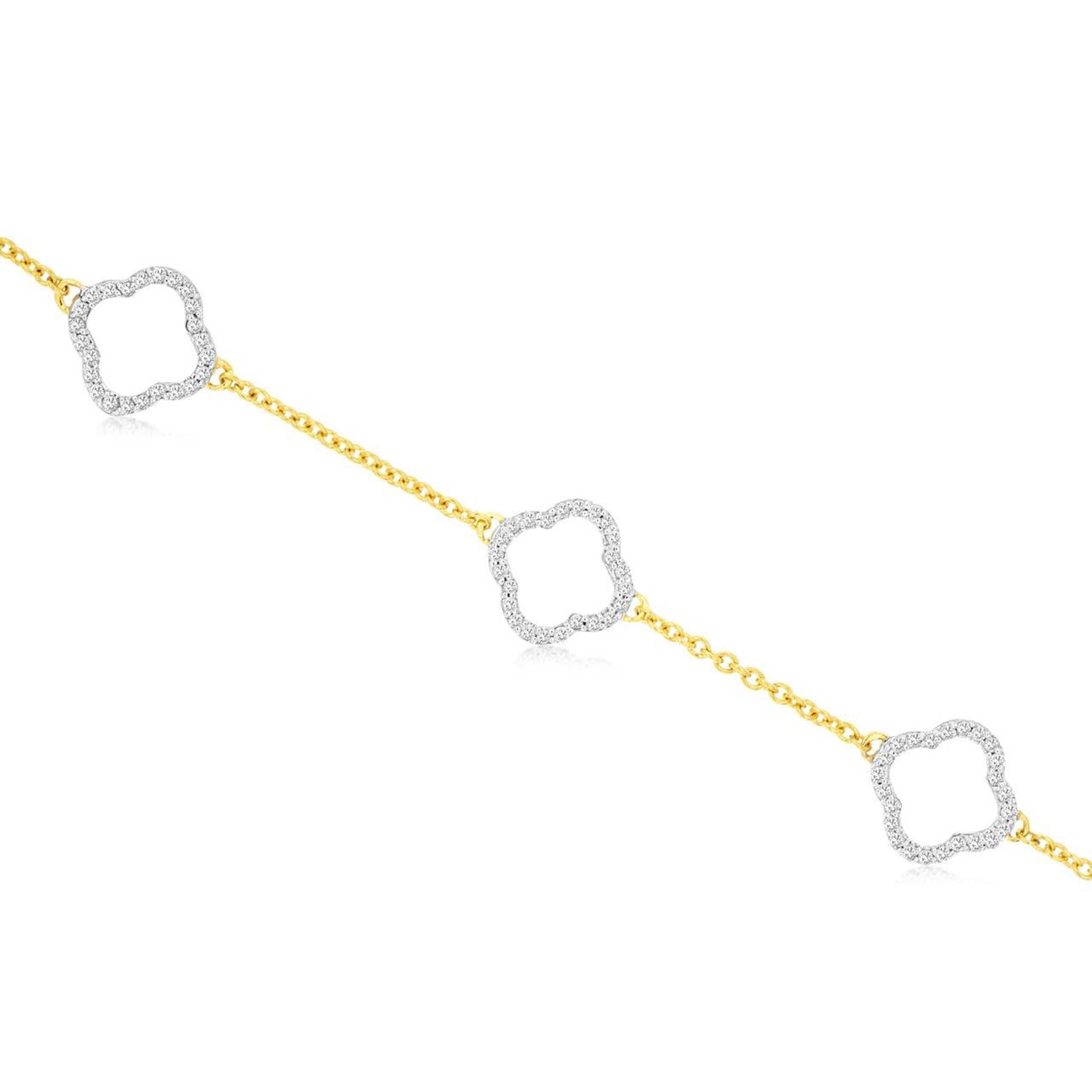 Yellow Gold Diamond Clover Bracelet