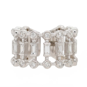 Openwork Baguette Diamond Wide Band Cuff