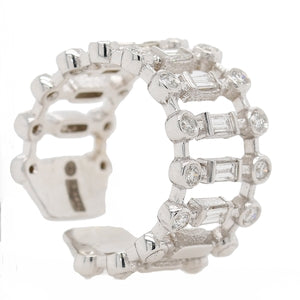 Openwork Baguette Diamond Wide Band Cuff