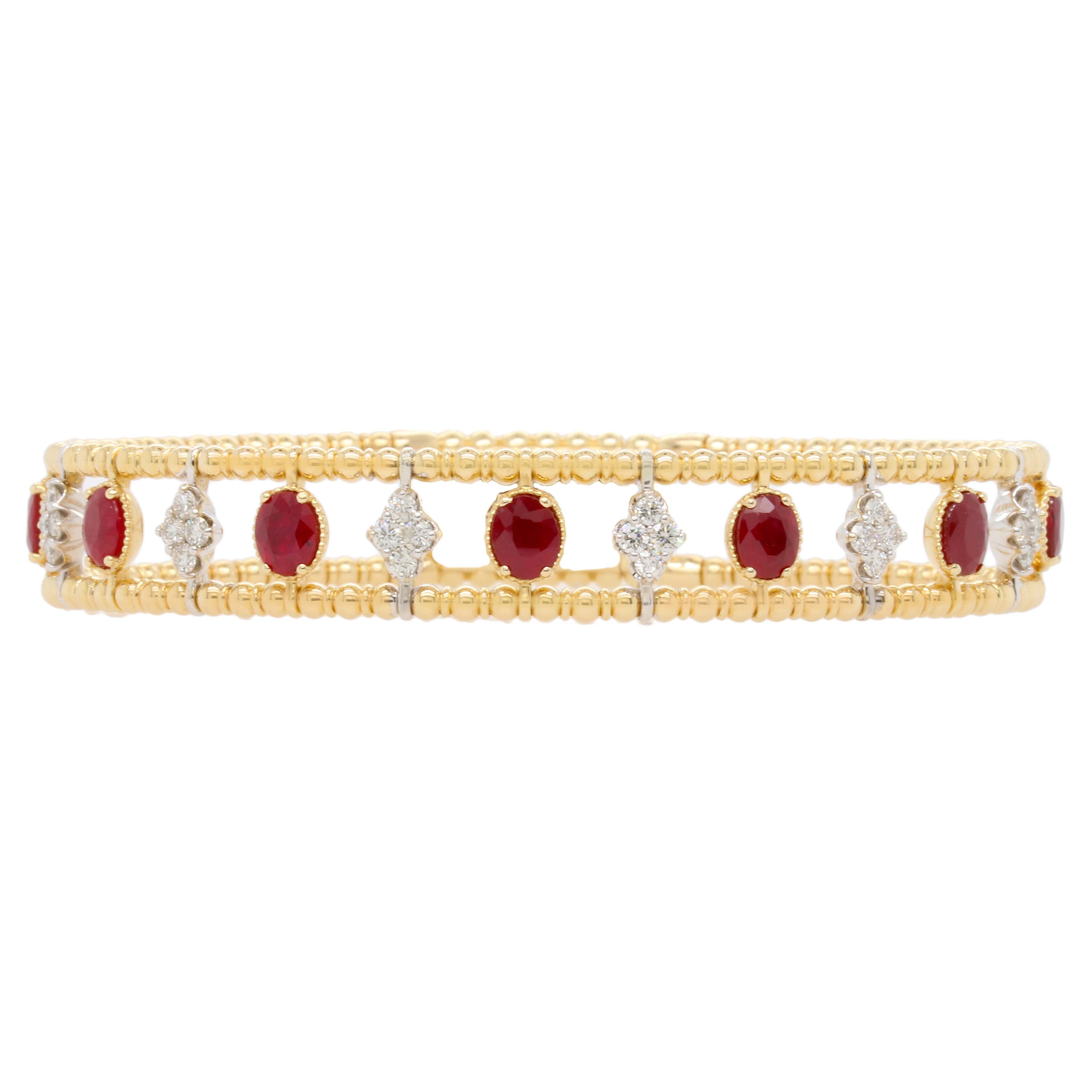 Openwork Ruby and Diamond Flexible Bracelet
