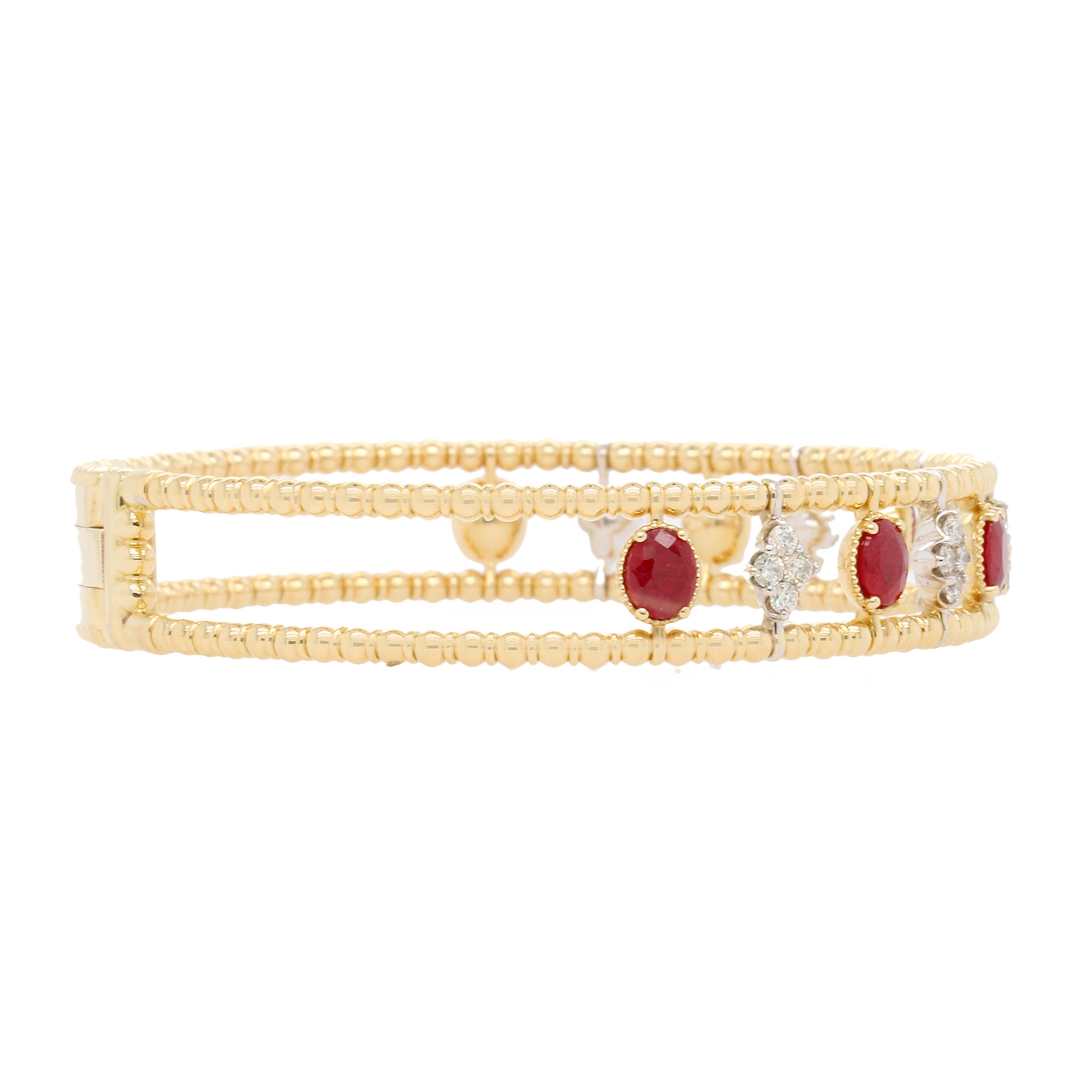Openwork Ruby and Diamond Flexible Bracelet