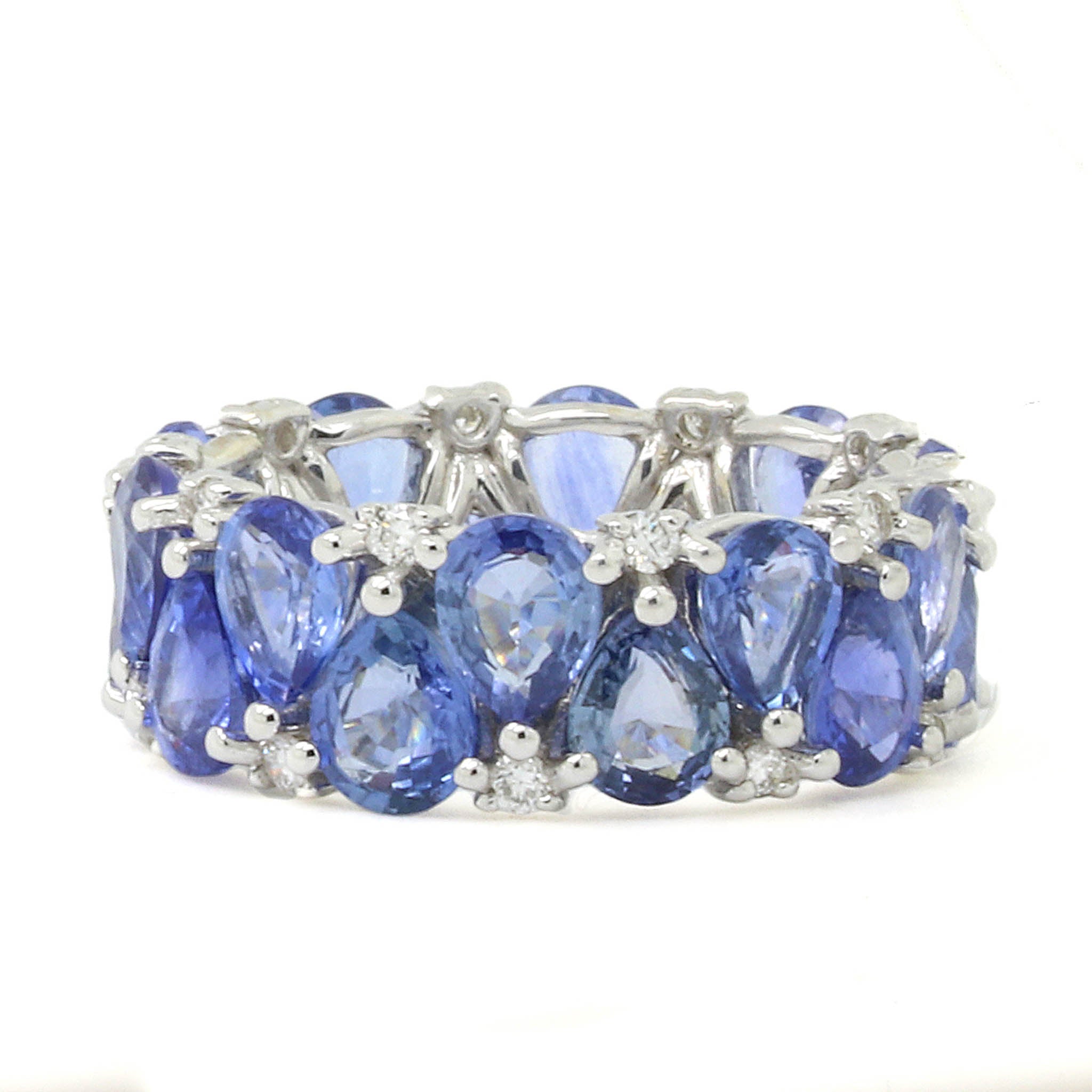 Pear Shaped Blue Sapphire & Diamond Eternity Band