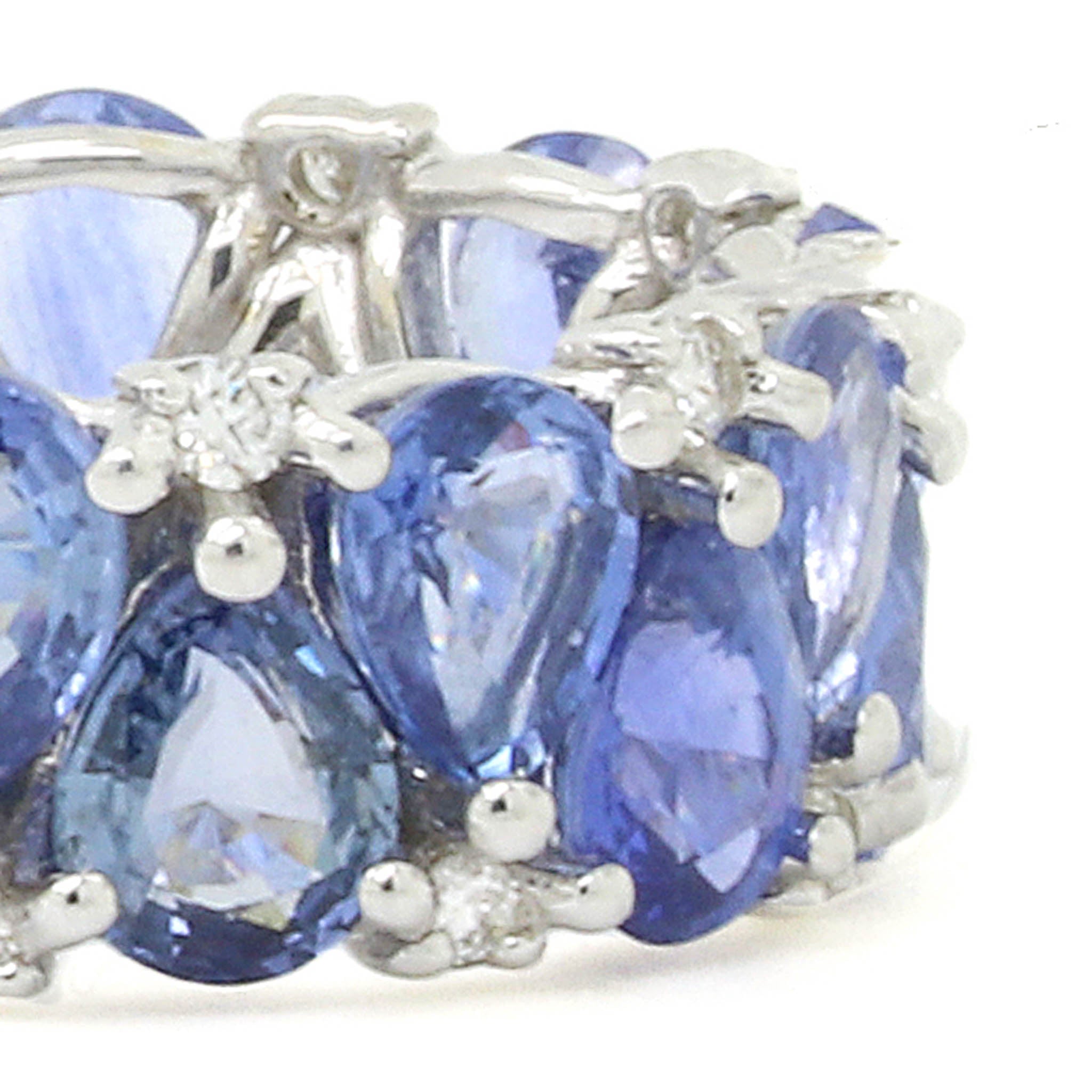 Pear Shaped Blue Sapphire & Diamond Eternity Band