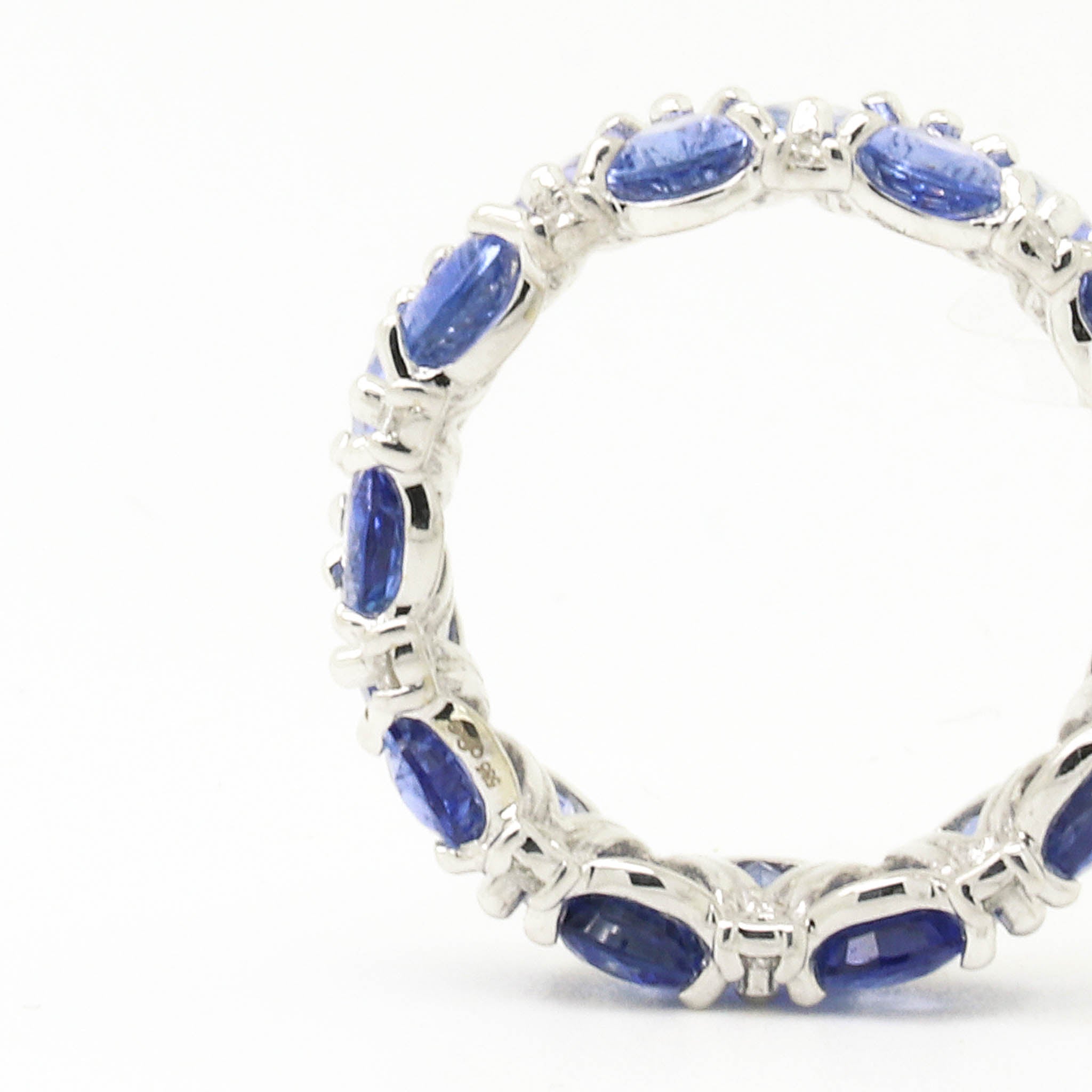 Pear Shaped Blue Sapphire & Diamond Eternity Band