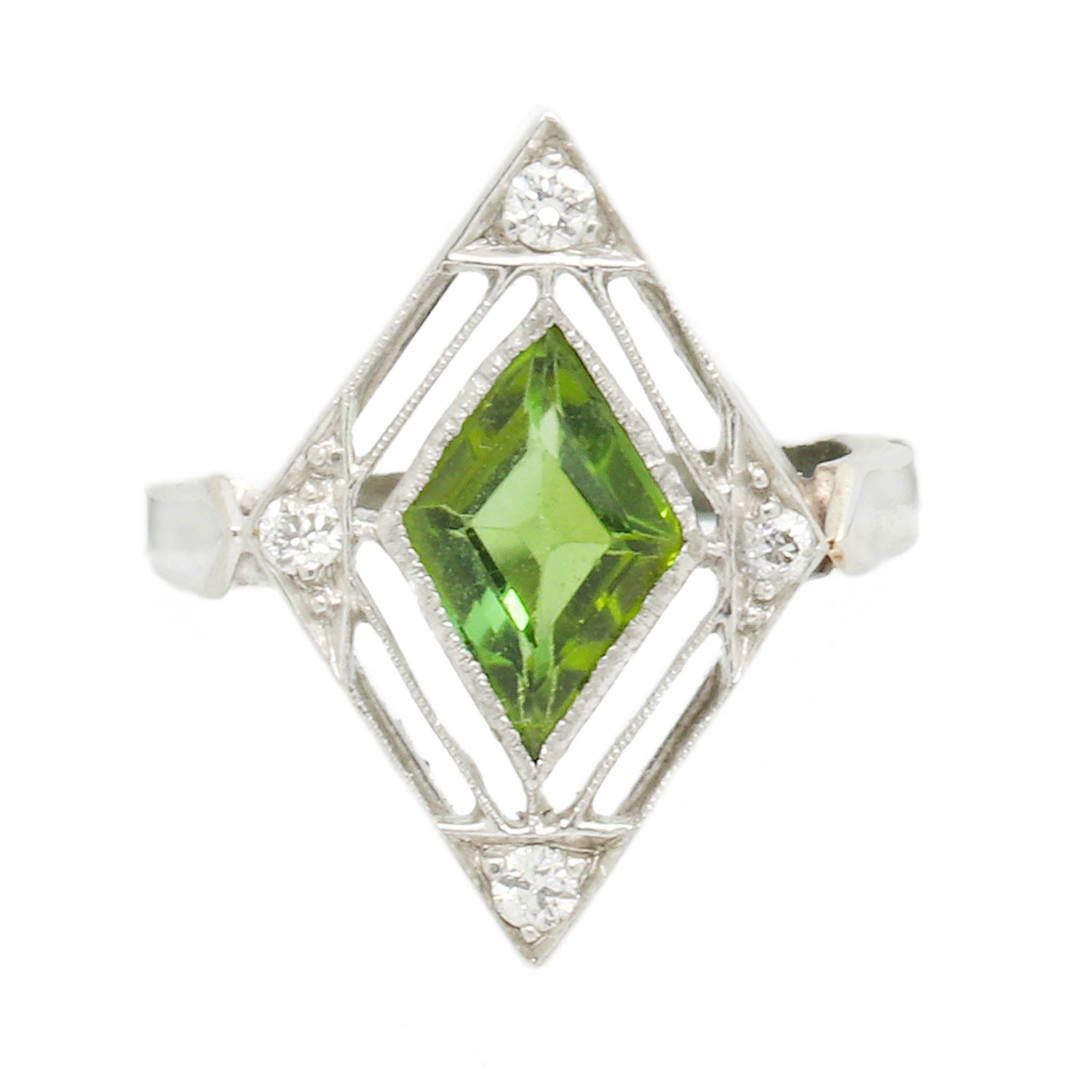 Art Deco Peridot & Diamond Ring
