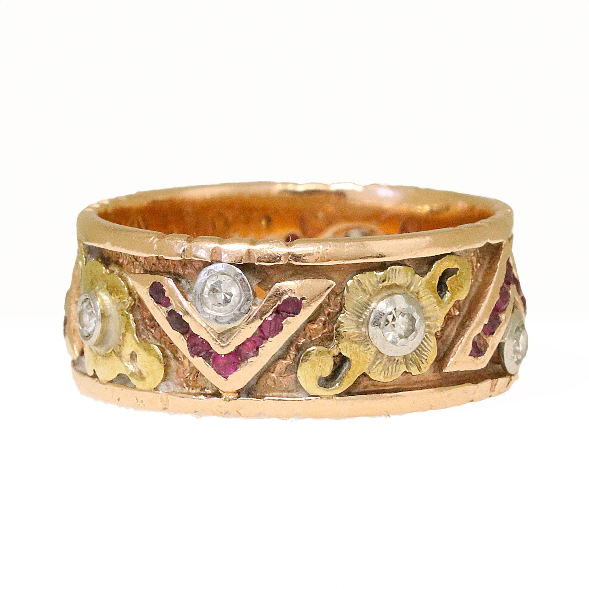 Rose Gold Ruby and Diamond Band