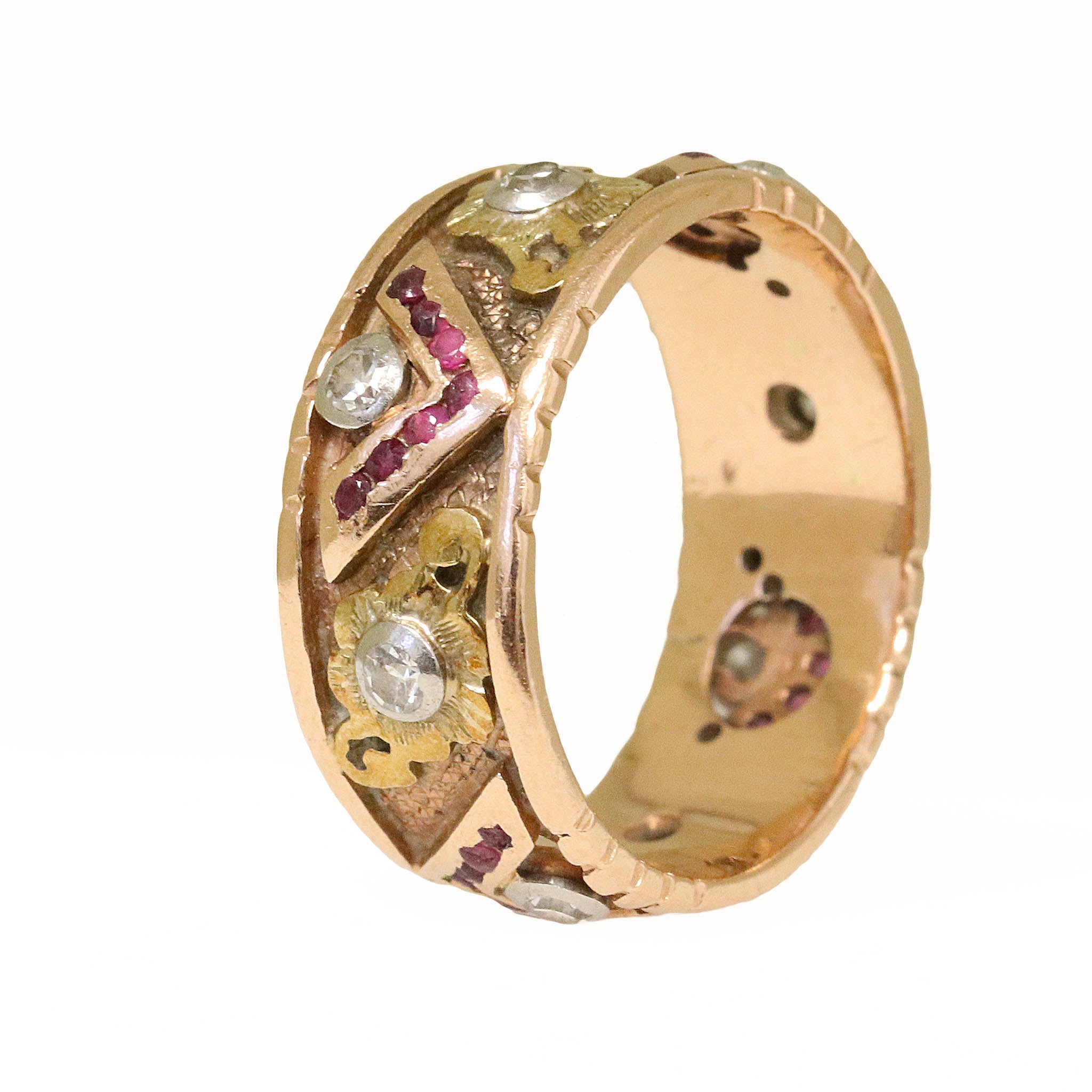 Rose Gold Ruby and Diamond Band