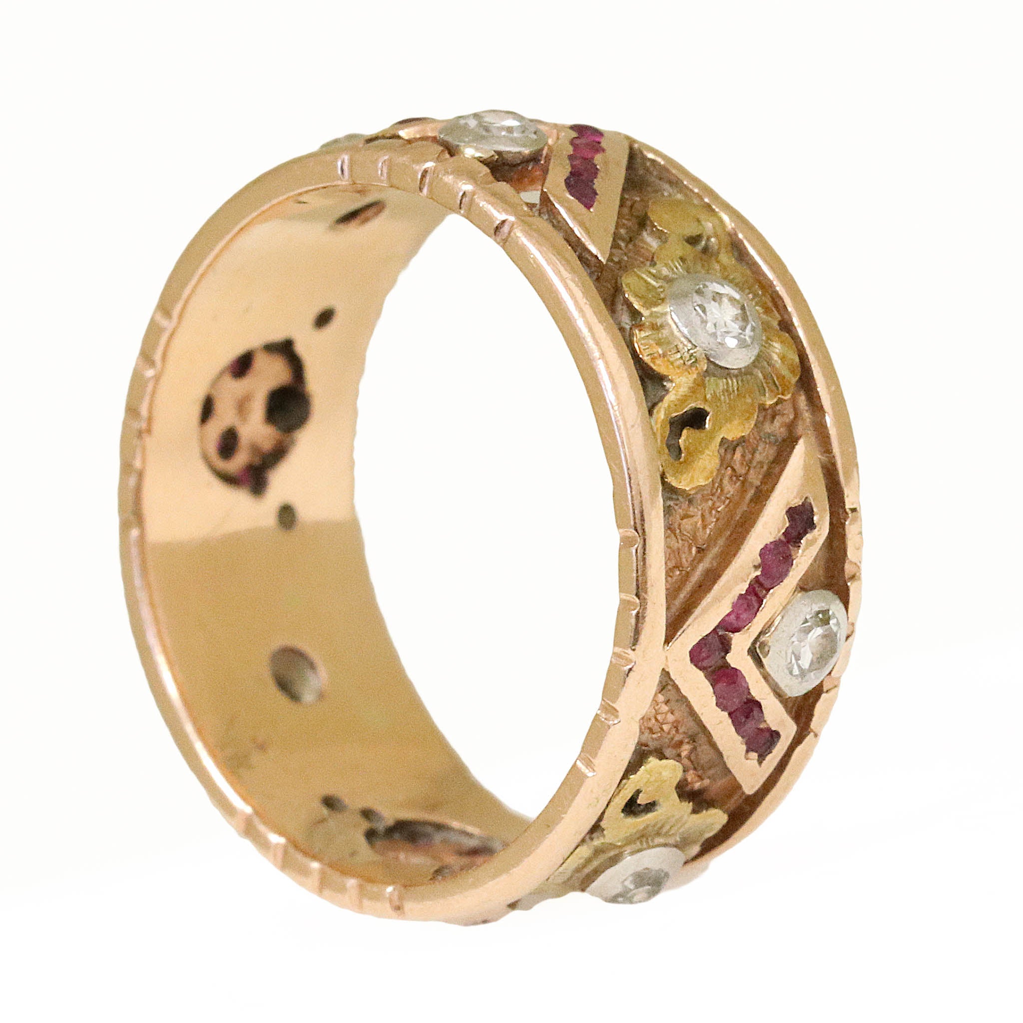 Rose Gold Ruby and Diamond Band