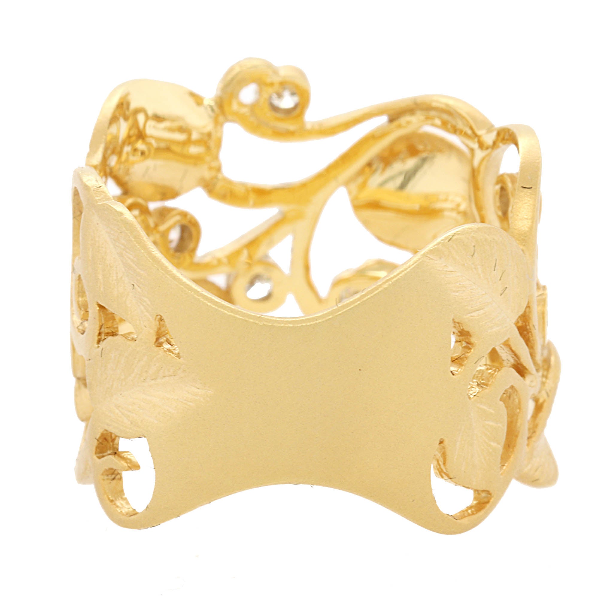 Diamond & Gold Leaf Motif Ring