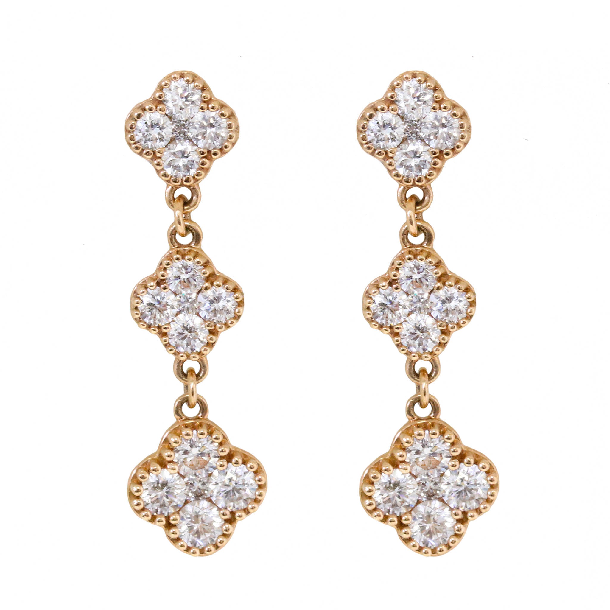 Triple Diamond Clover Drop Earring