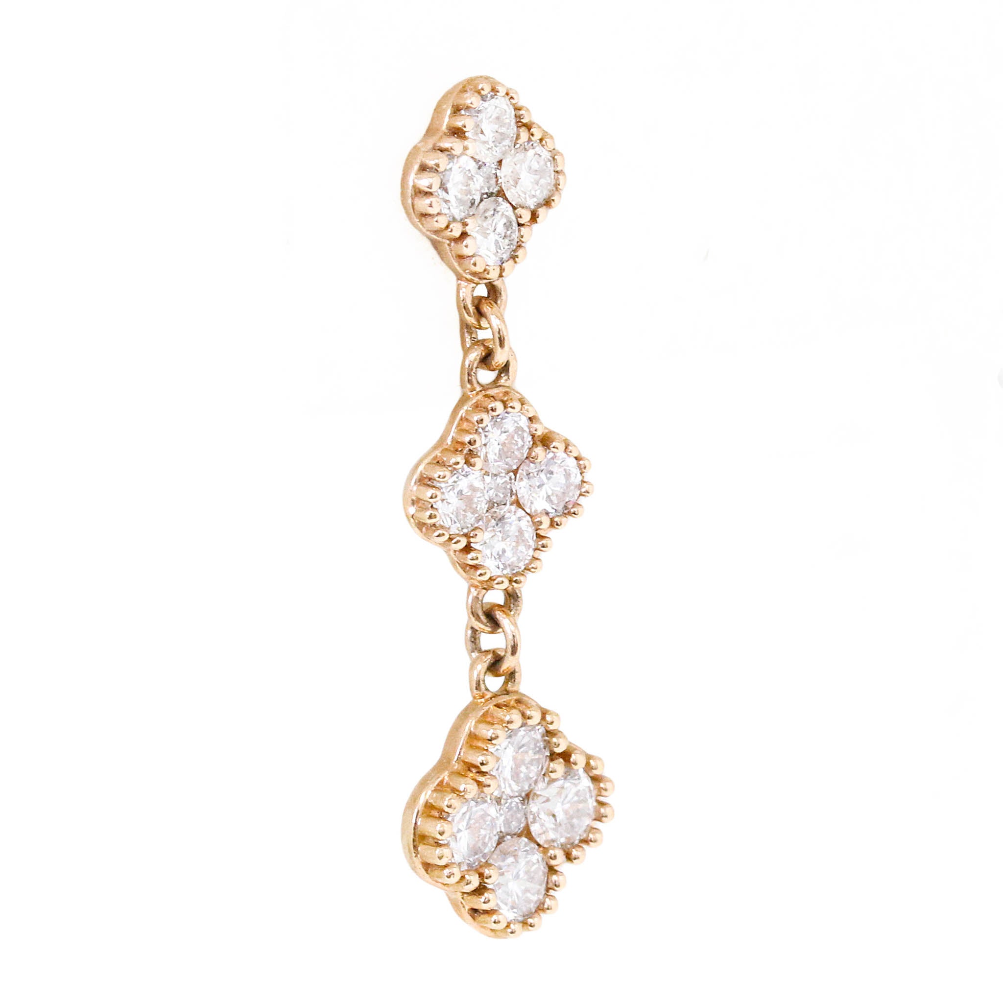 Triple Diamond Clover Drop Earring