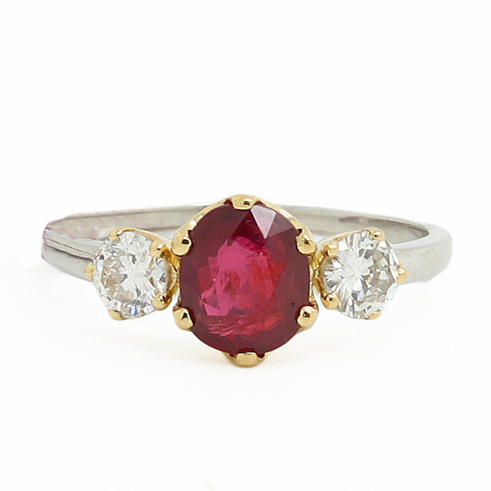 Ruby & Diamond Three-Stone Ring