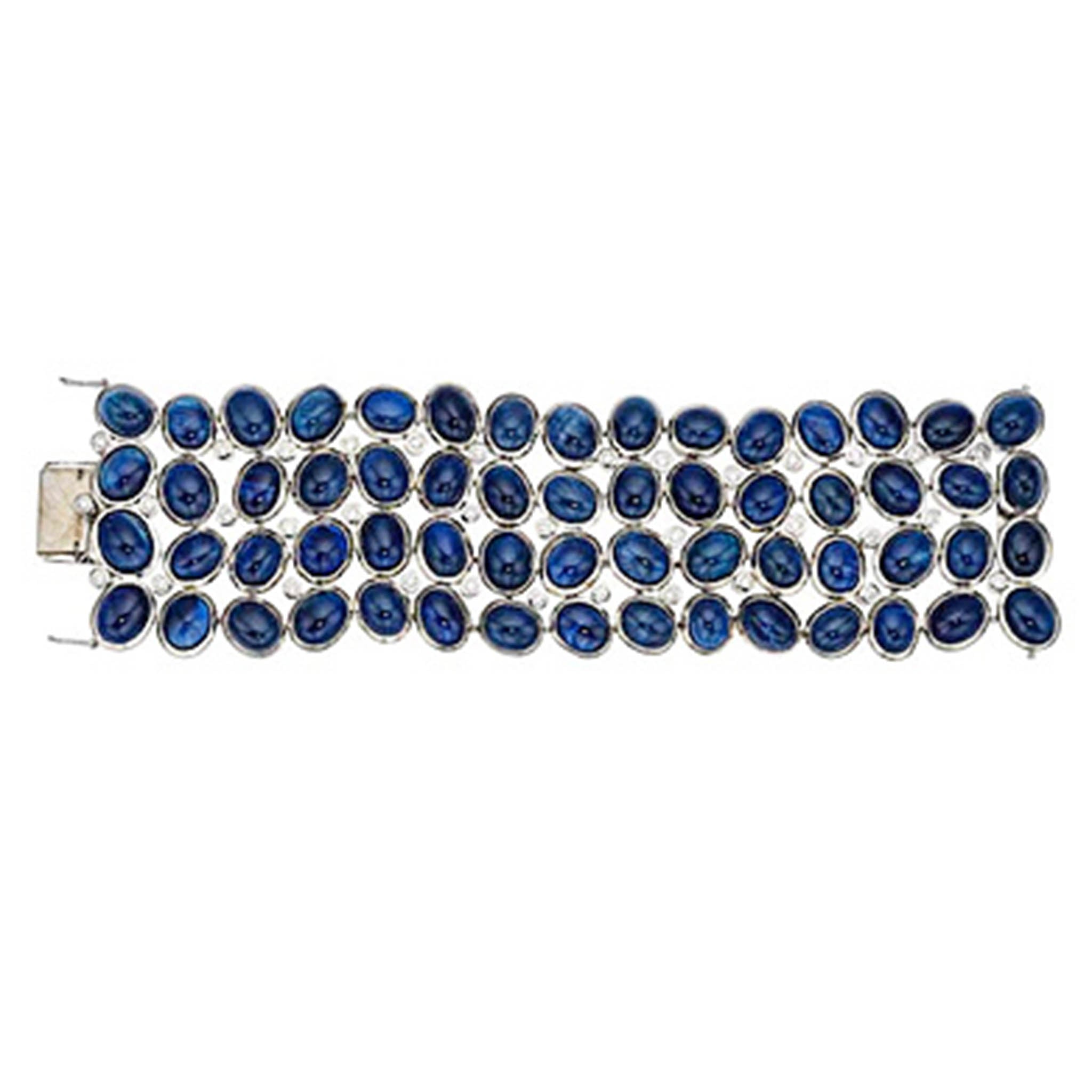 Large Cabochon Blue Sapphire Diamond