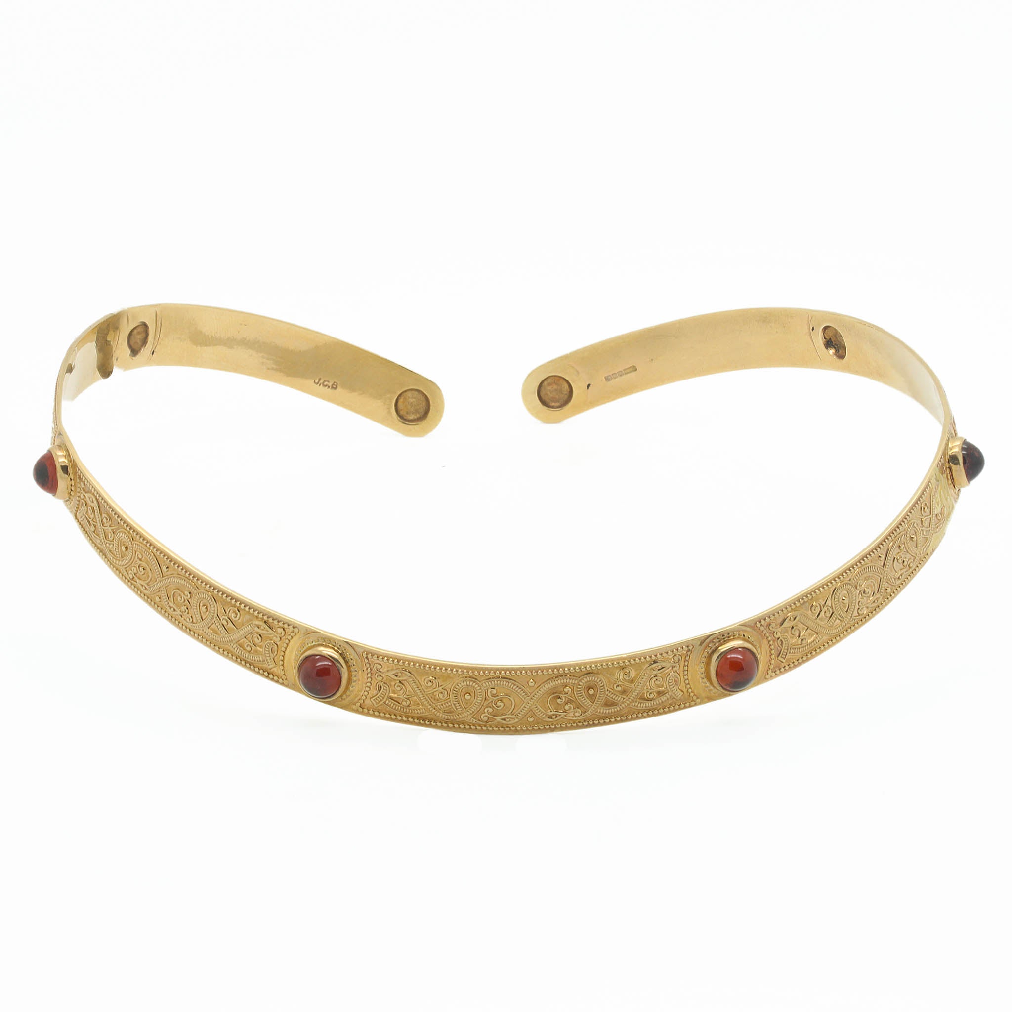 Engraved Yellow Gold Collar Choker With Tourmalines