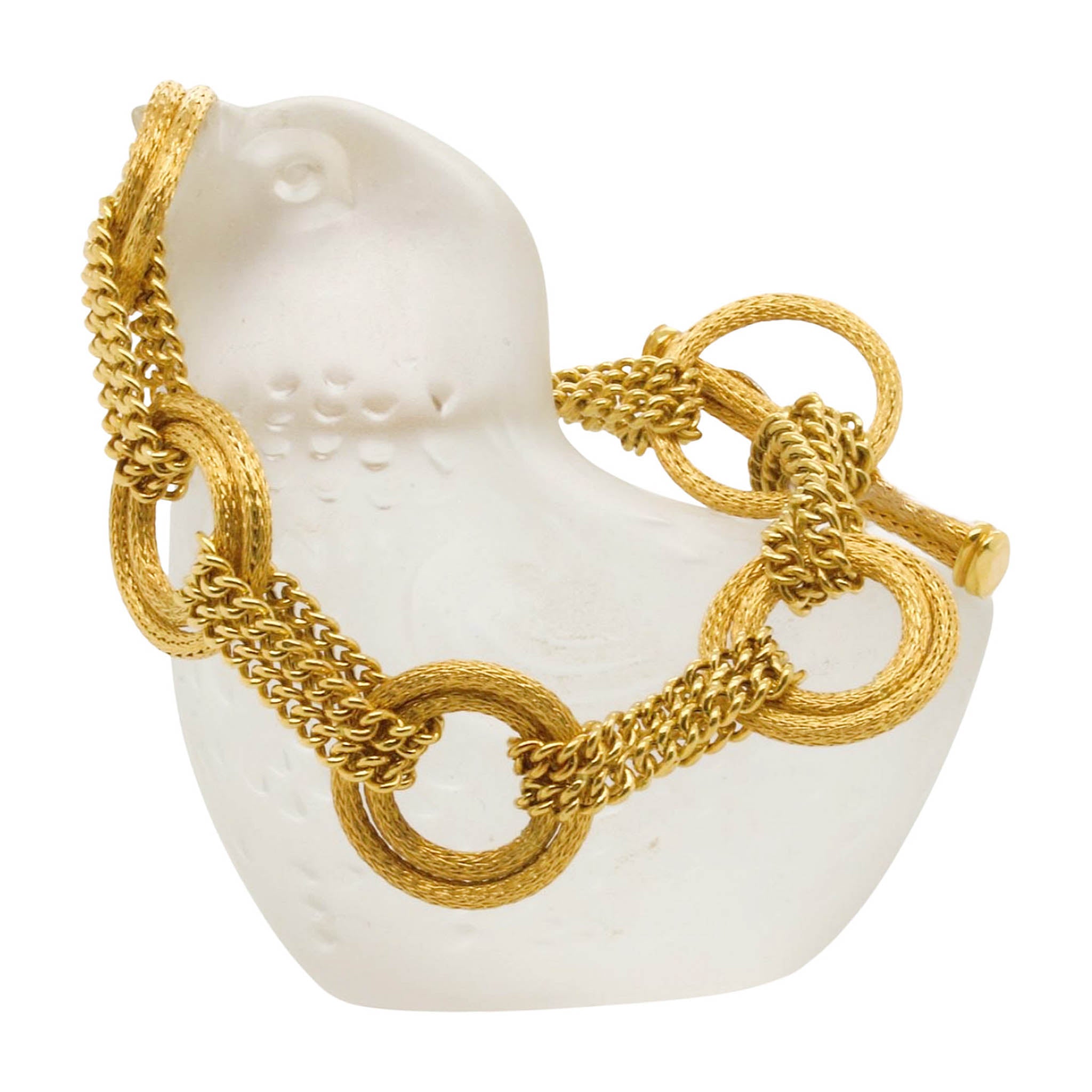 Satin Finished Braided Circles Connection By Chains Bracelet