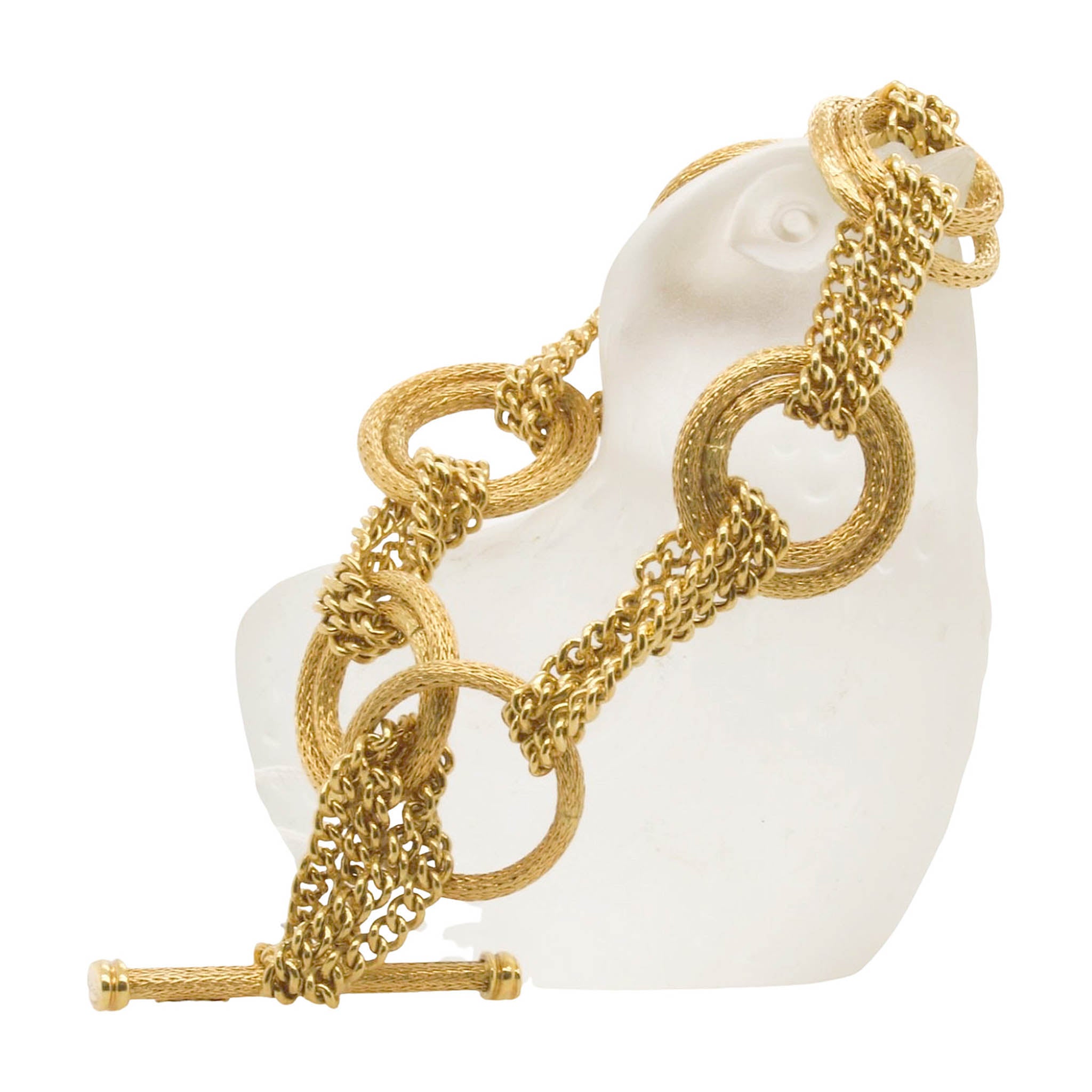 Satin Finished Braided Circles Connection By Chains Bracelet
