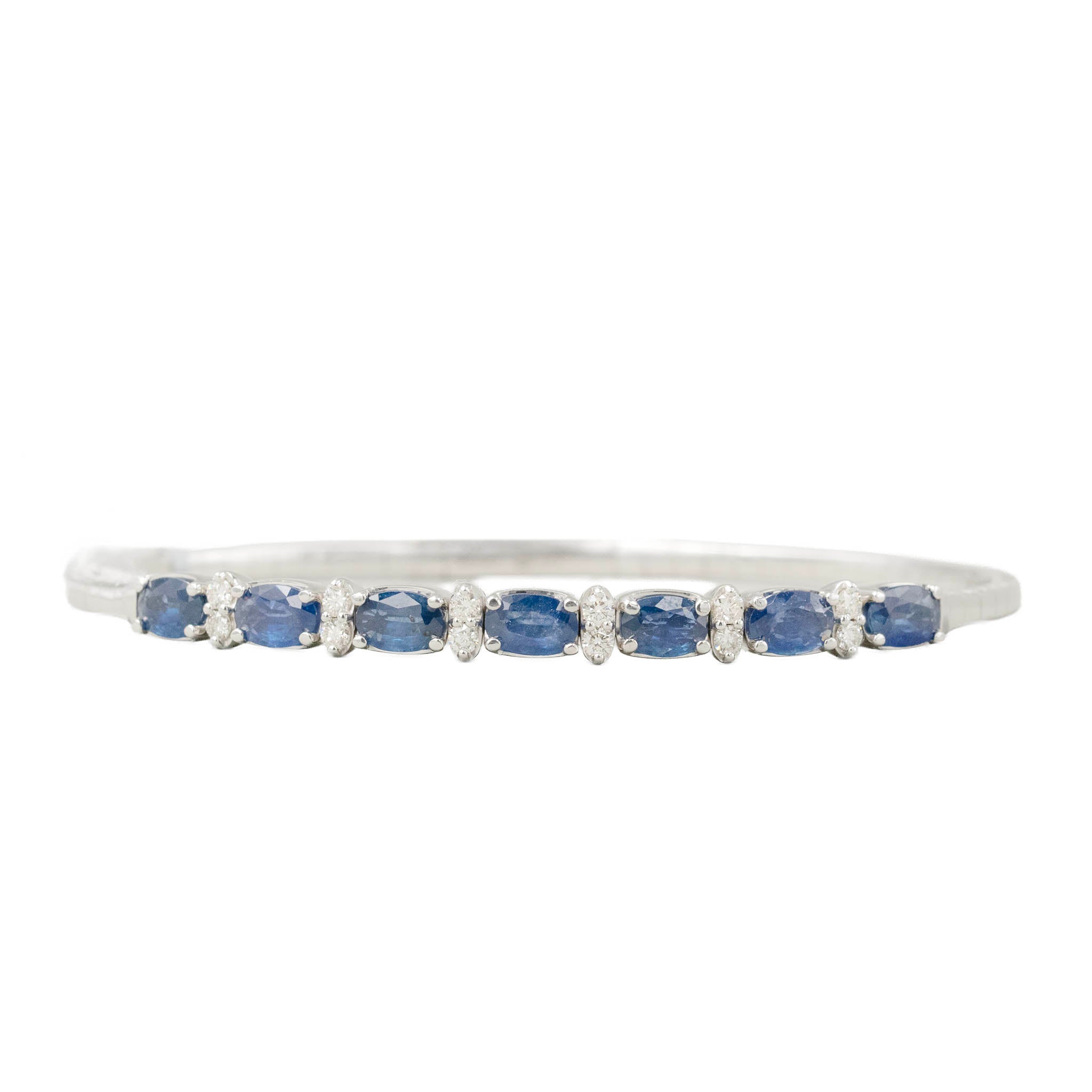 Oval Sapphire And Round Diamond Bangle Bracelet