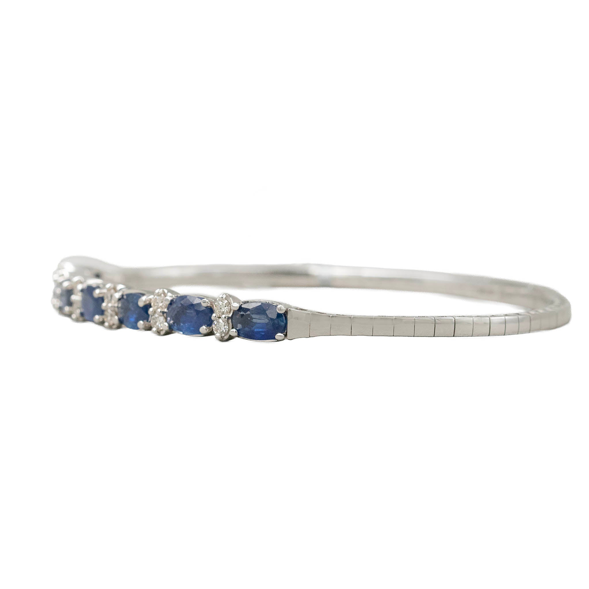 Oval Sapphire And Round Diamond Bangle Bracelet
