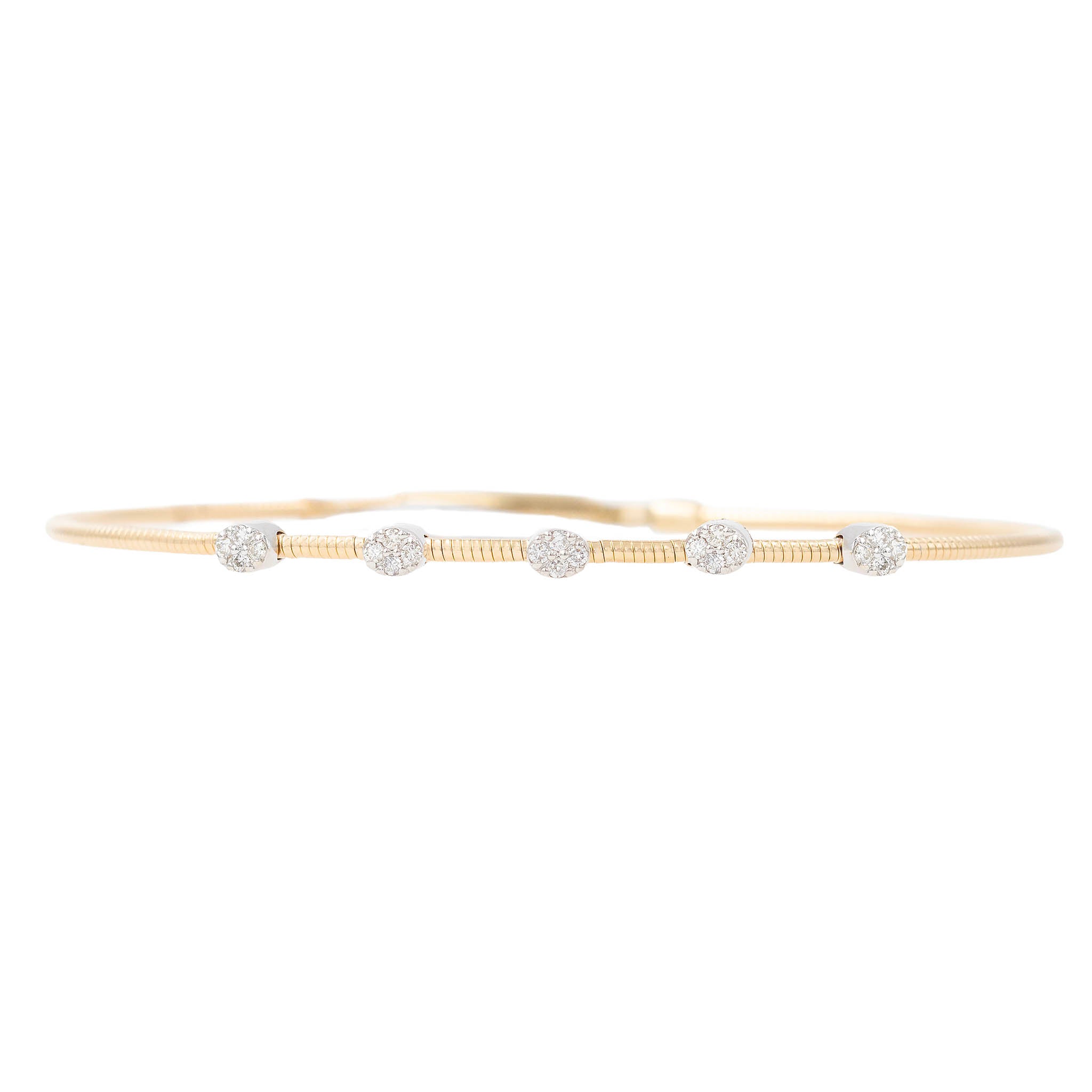 Oval Pave Diamond Station Flexi Bangle Bracelet