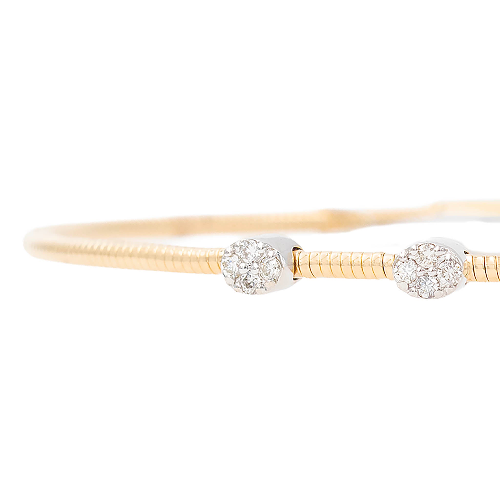 Oval Pave Diamond Station Flexi Bangle Bracelet