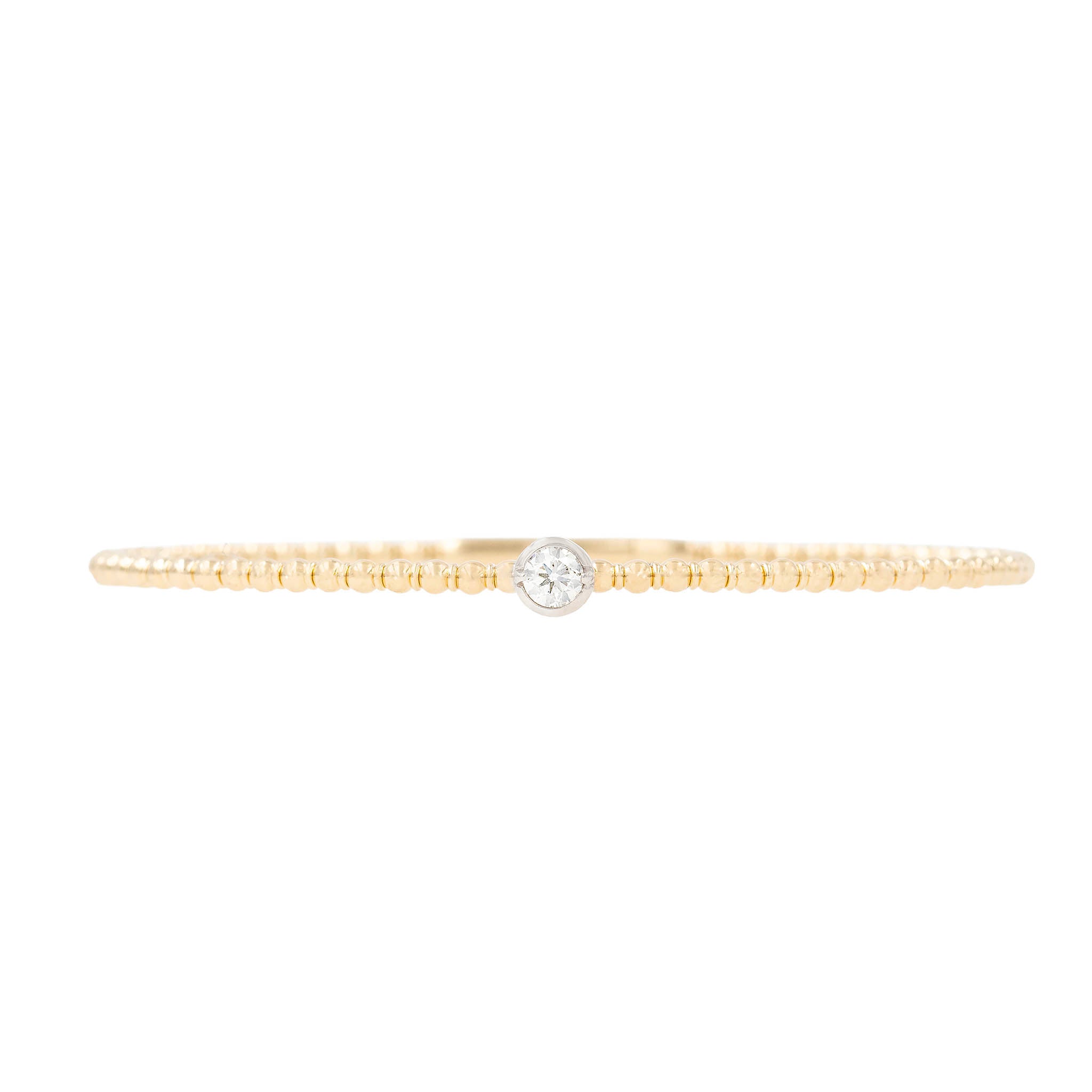 Single Bezel Set Diamond Beaded Flexi Bracelet