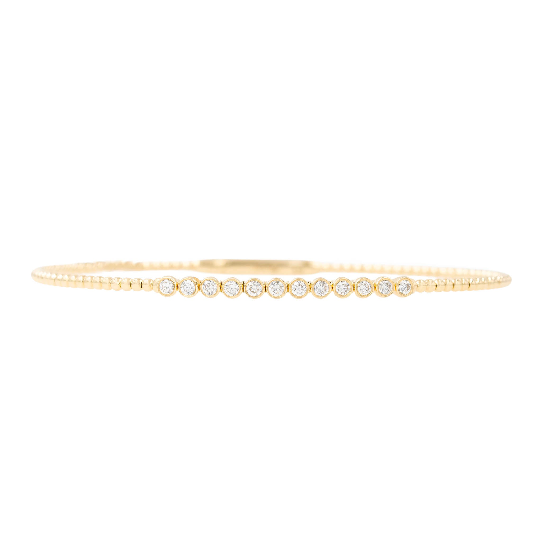 Bezel Set Diamond Front Beaded Flexi Bangle Bracelet