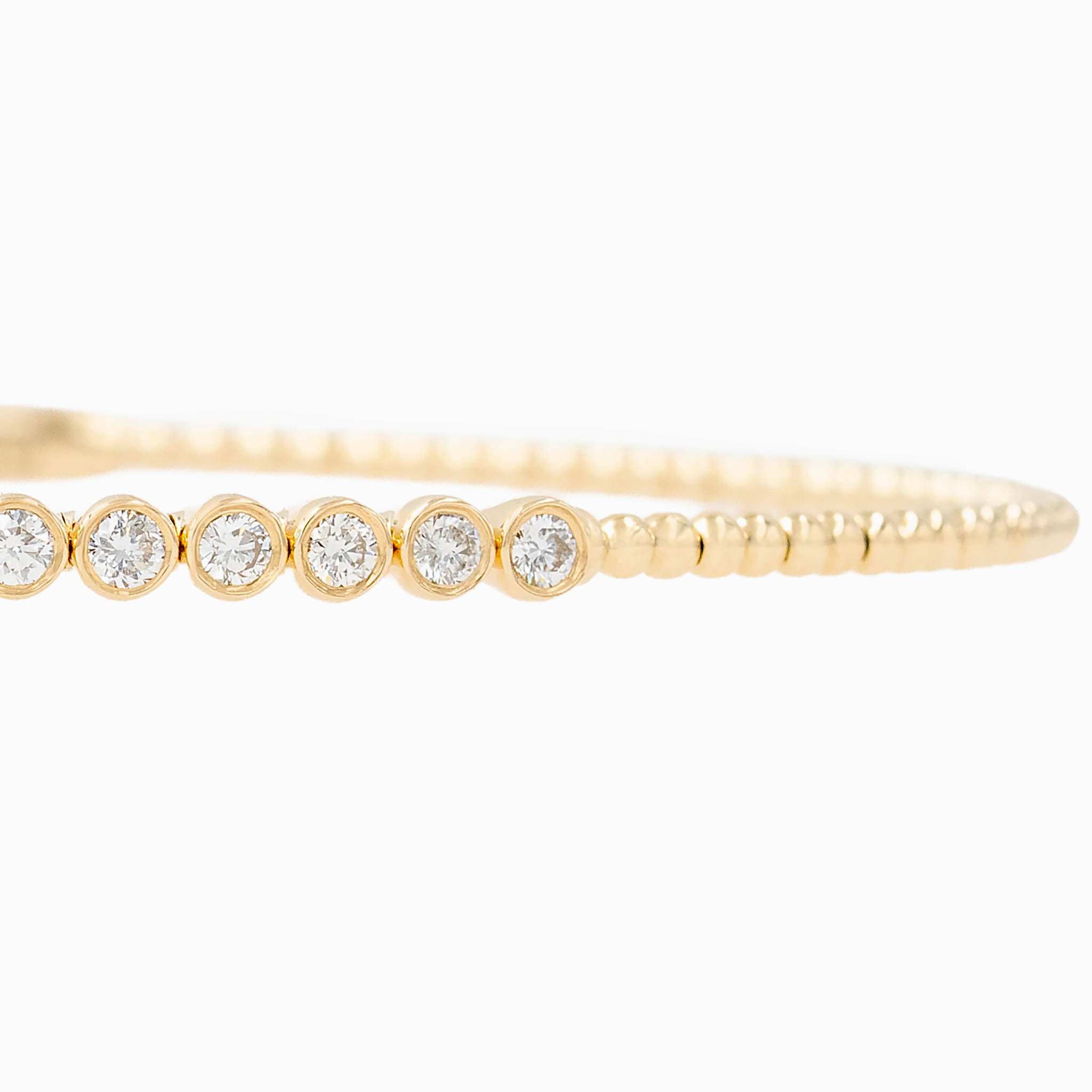 Bezel Set Diamond Front Beaded Flexi Bangle Bracelet