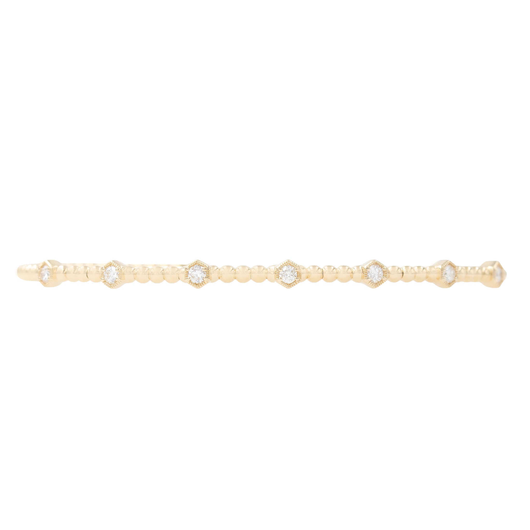 Bubble Bead Milgrain Bezel Set Diamond Flexible Bangle