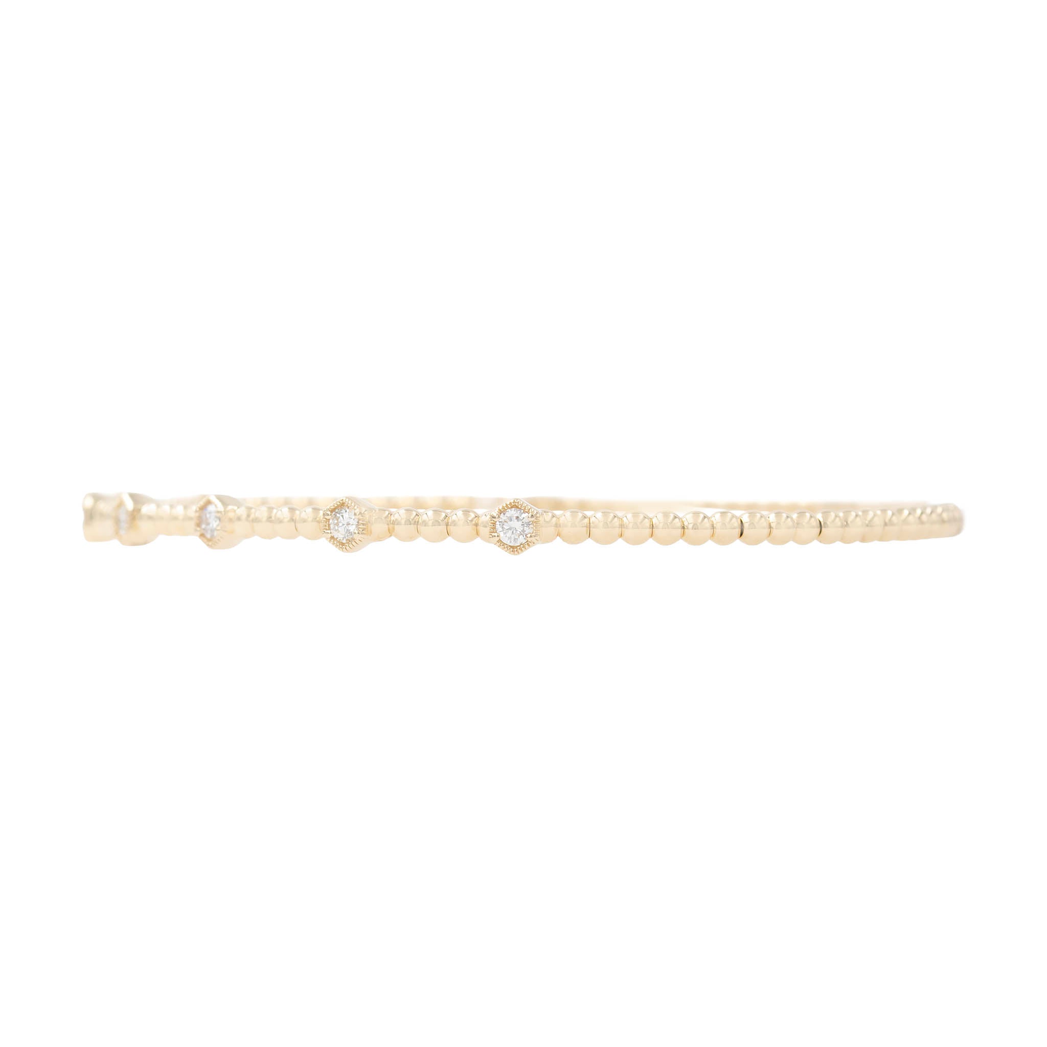 Bubble Bead Milgrain Bezel Set Diamond Flexible Bangle