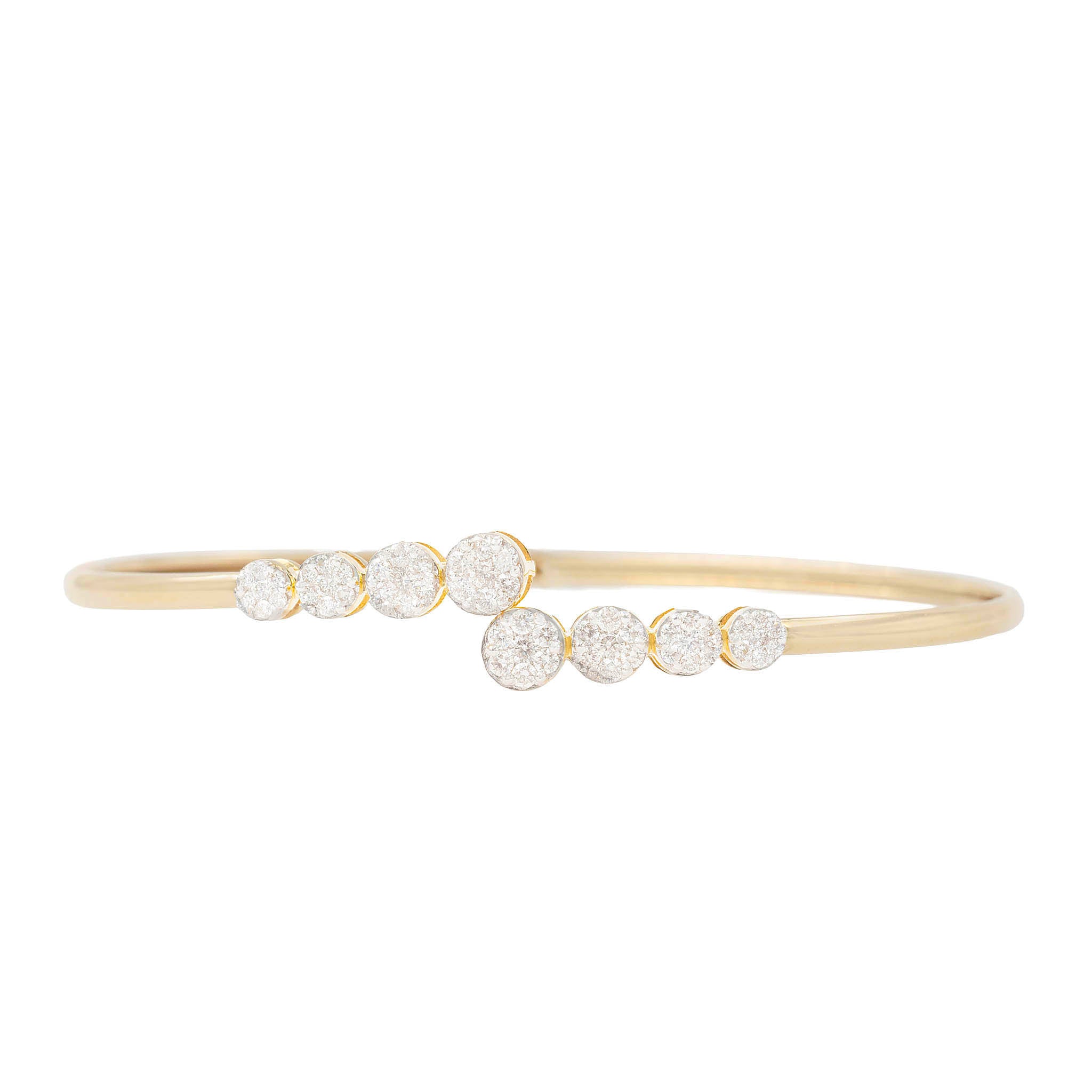 Diamond Cluster Edged Bypass Bangle Bracelet