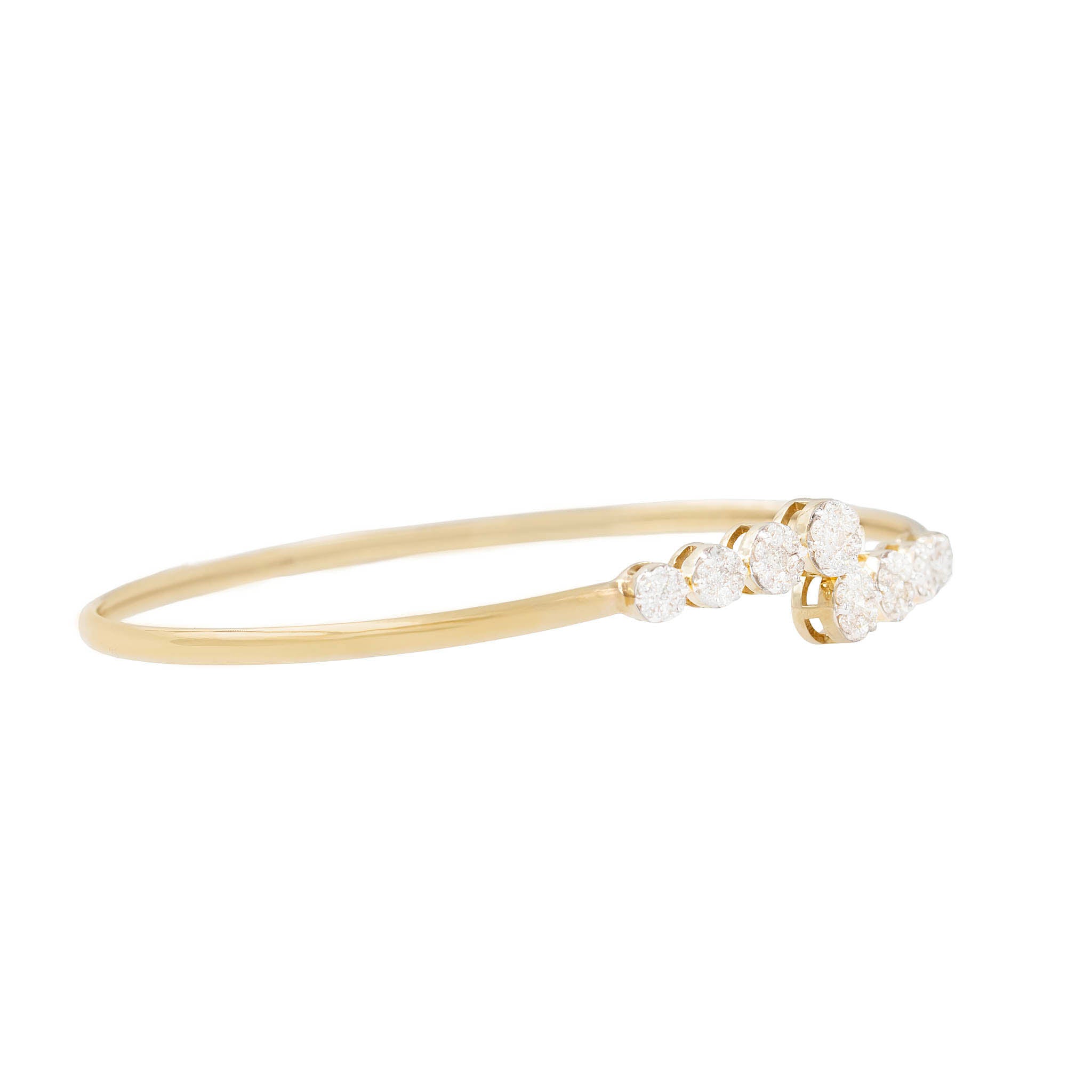 Diamond Cluster Edged Bypass Bangle Bracelet