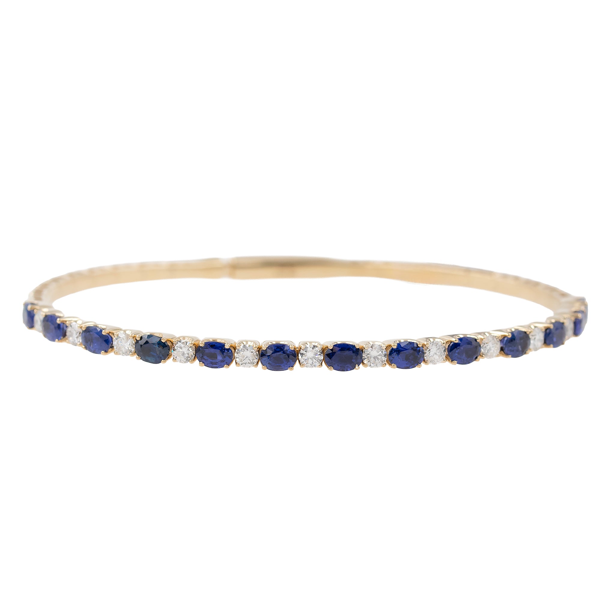 Oval Sapphire And Round Diamond Bangle Bracelet