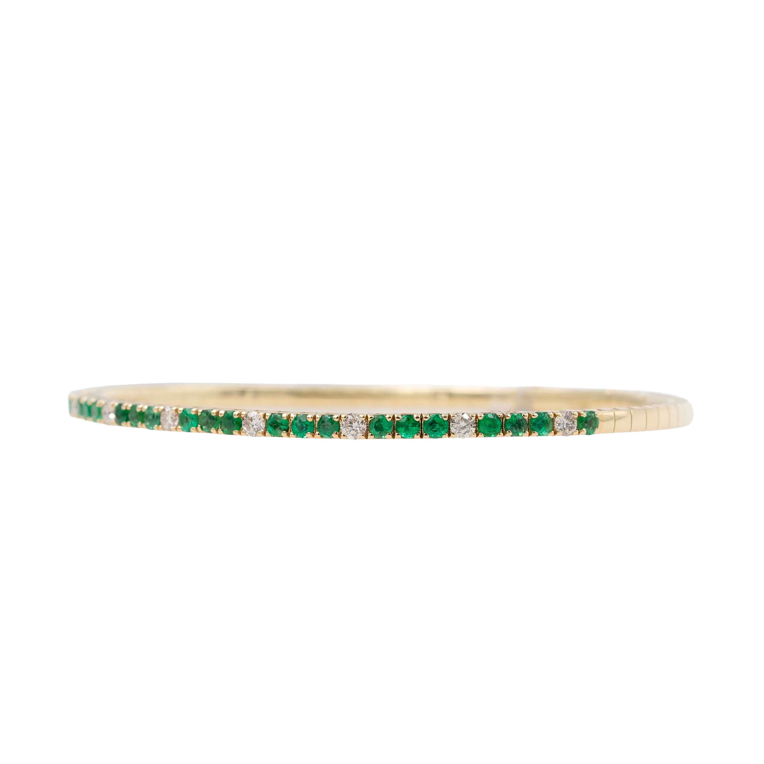 Emerald And Diamond Flexi Bangle Bracelet