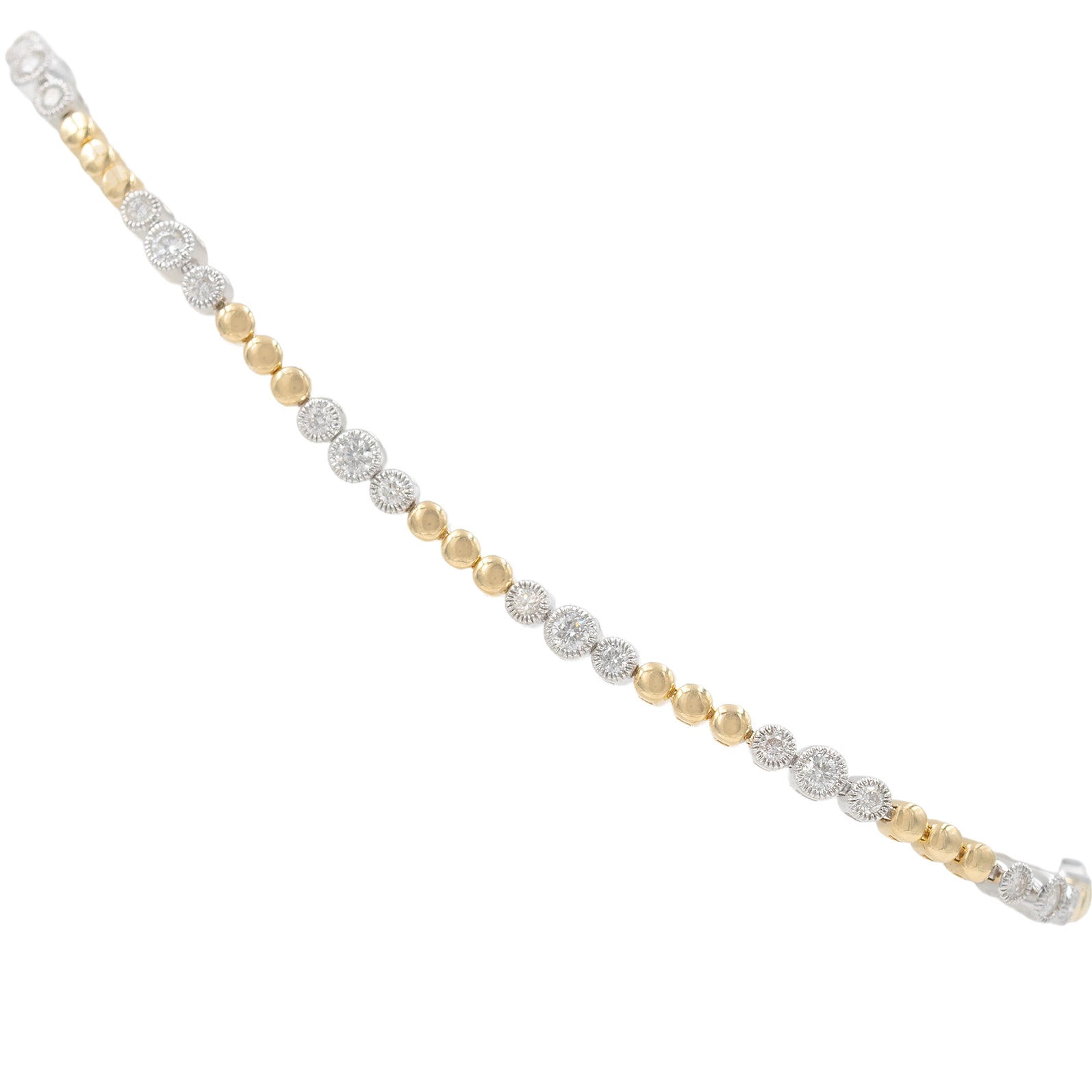 Milgrain Bezel Diamond And Bead Line Bracelet