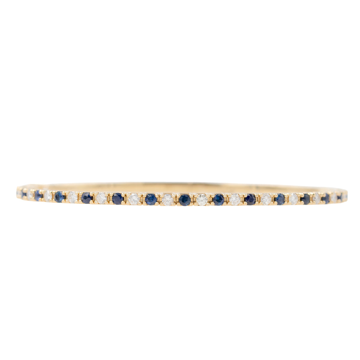 Alternating Round Sapphire And Diamond Flexi Bangle Bracelet