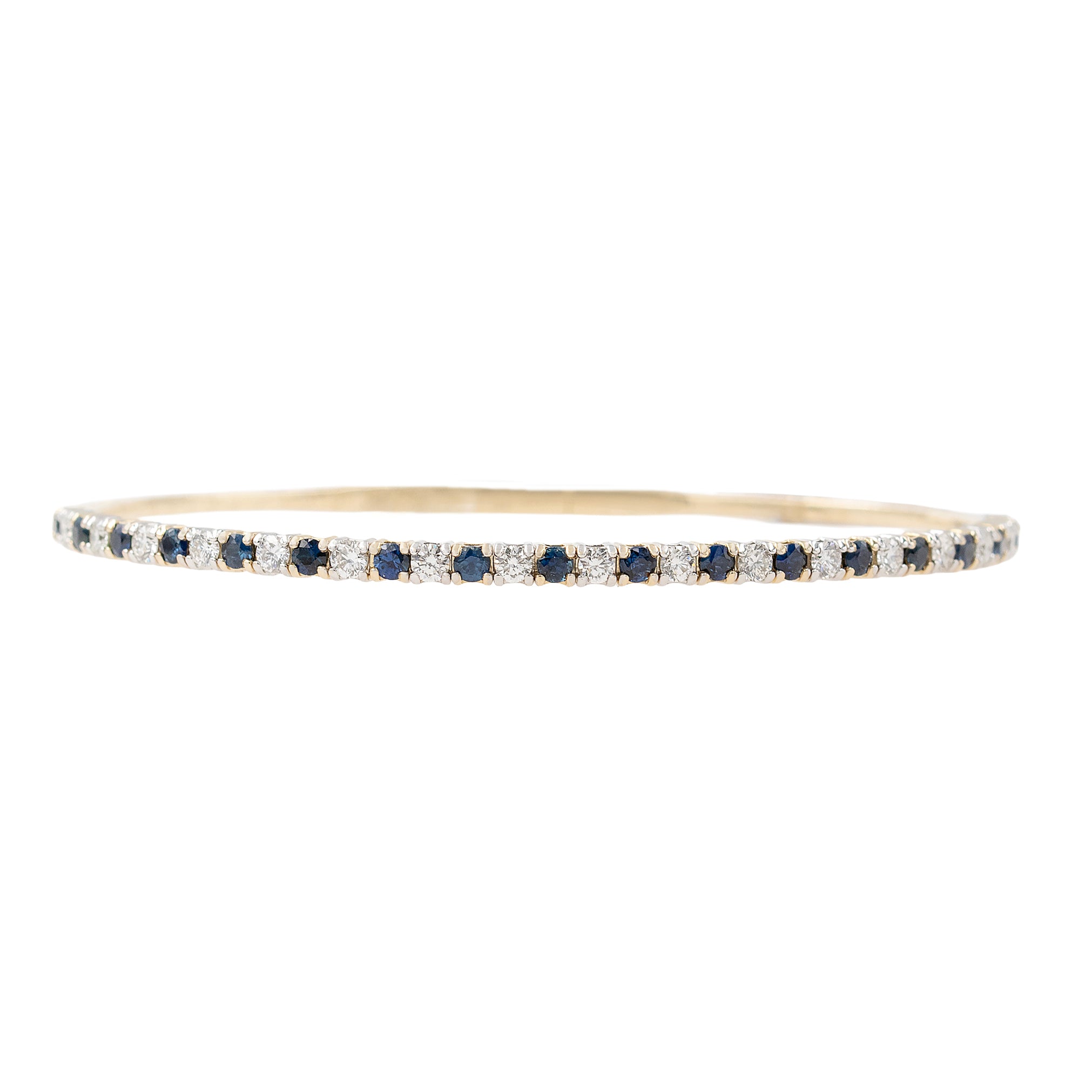 Alternating Sapphire And Diamond Medium Flexi Bangle Bracelet
