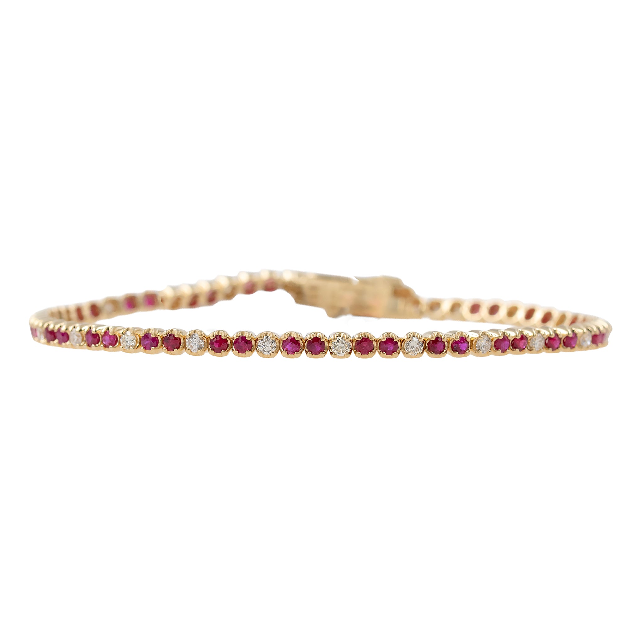 Ruby And Diamond Line Bracelet