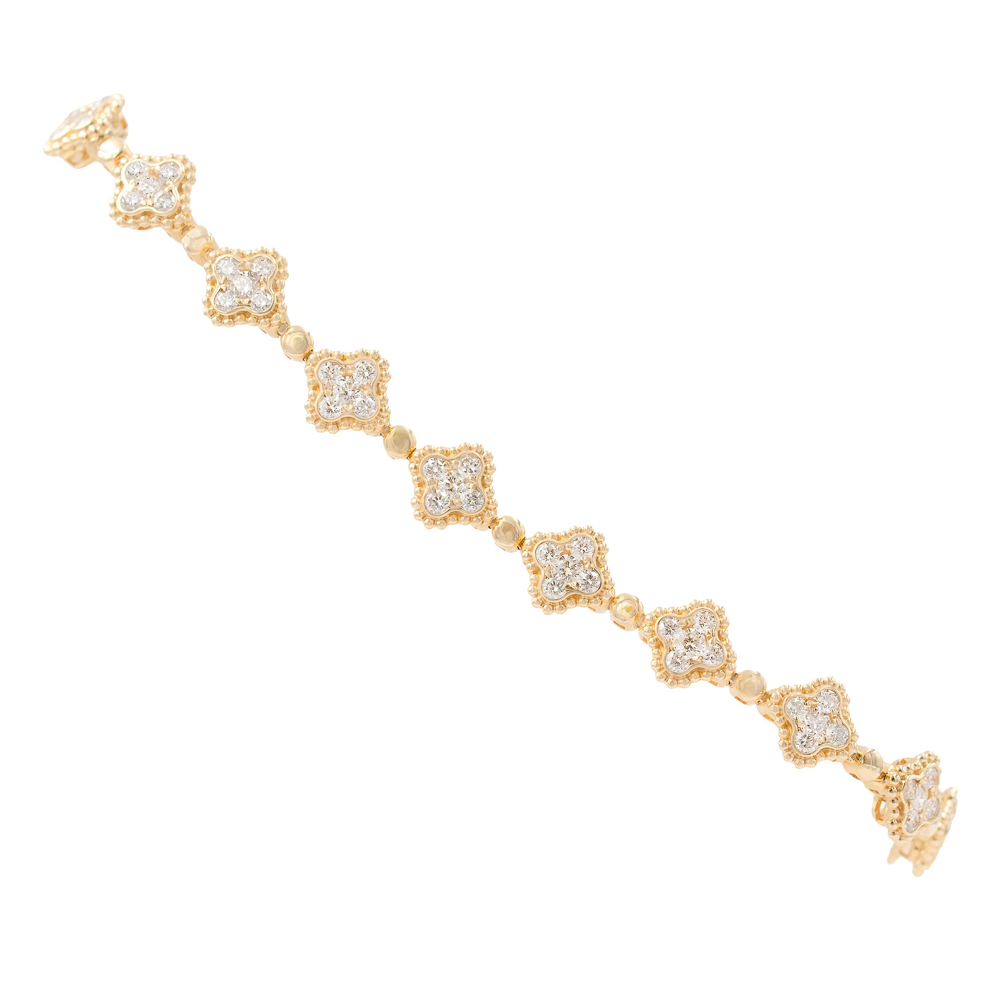 Diamond Clover With Beading Line Bracelet