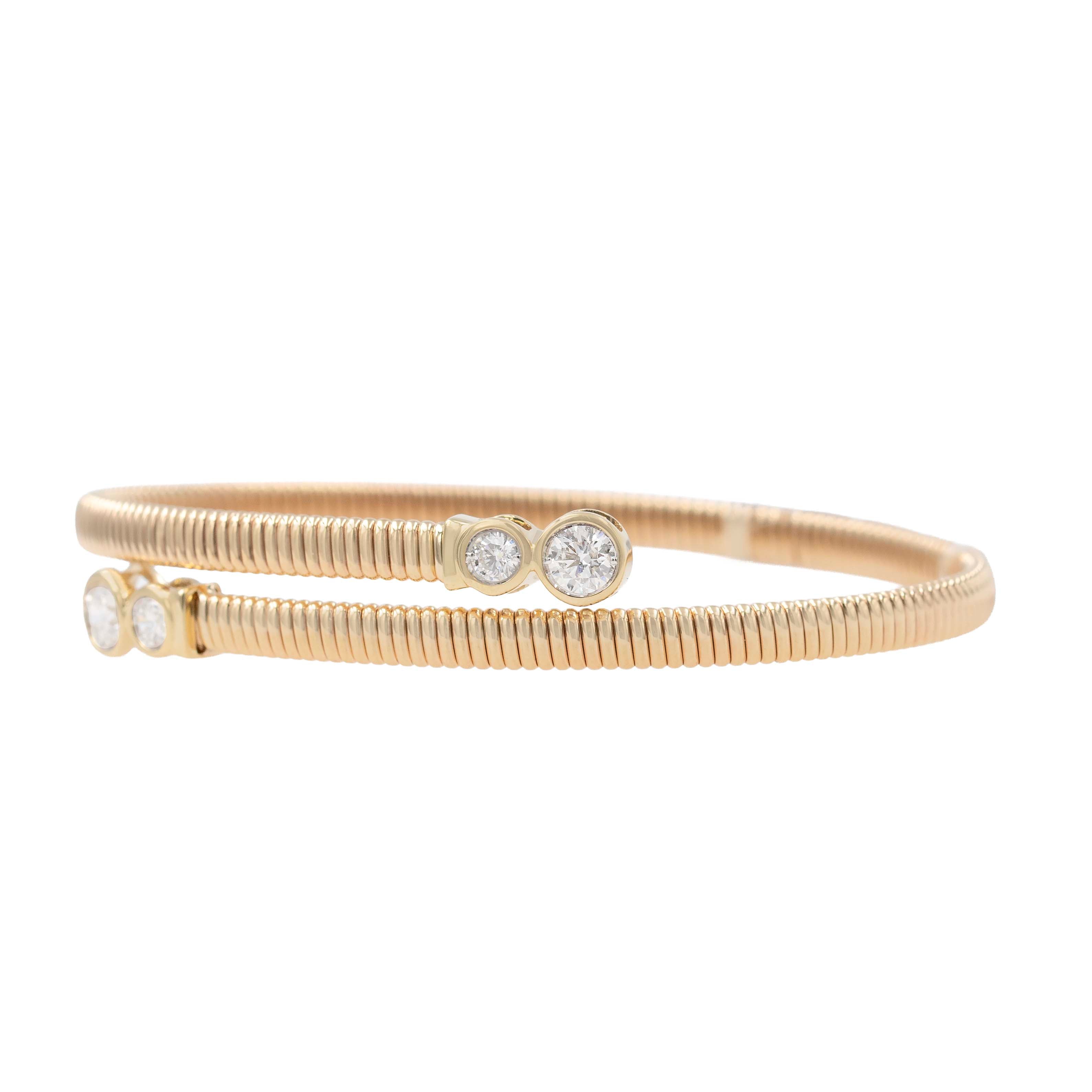 Diamond Bypass Tubogas Bangle Bracelet