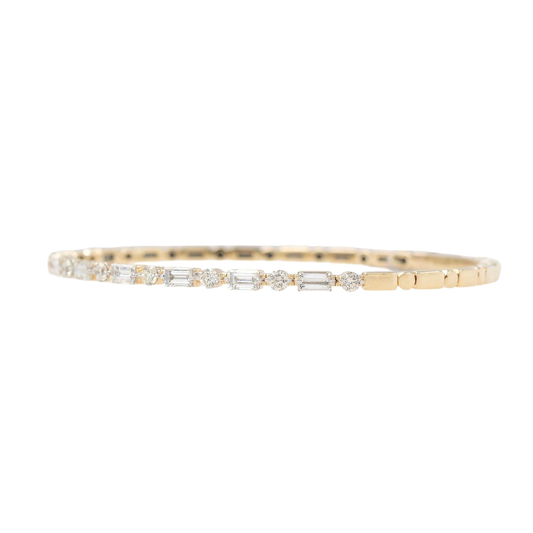 Alternating Baguette And Round Diamond Flexi Bracelet