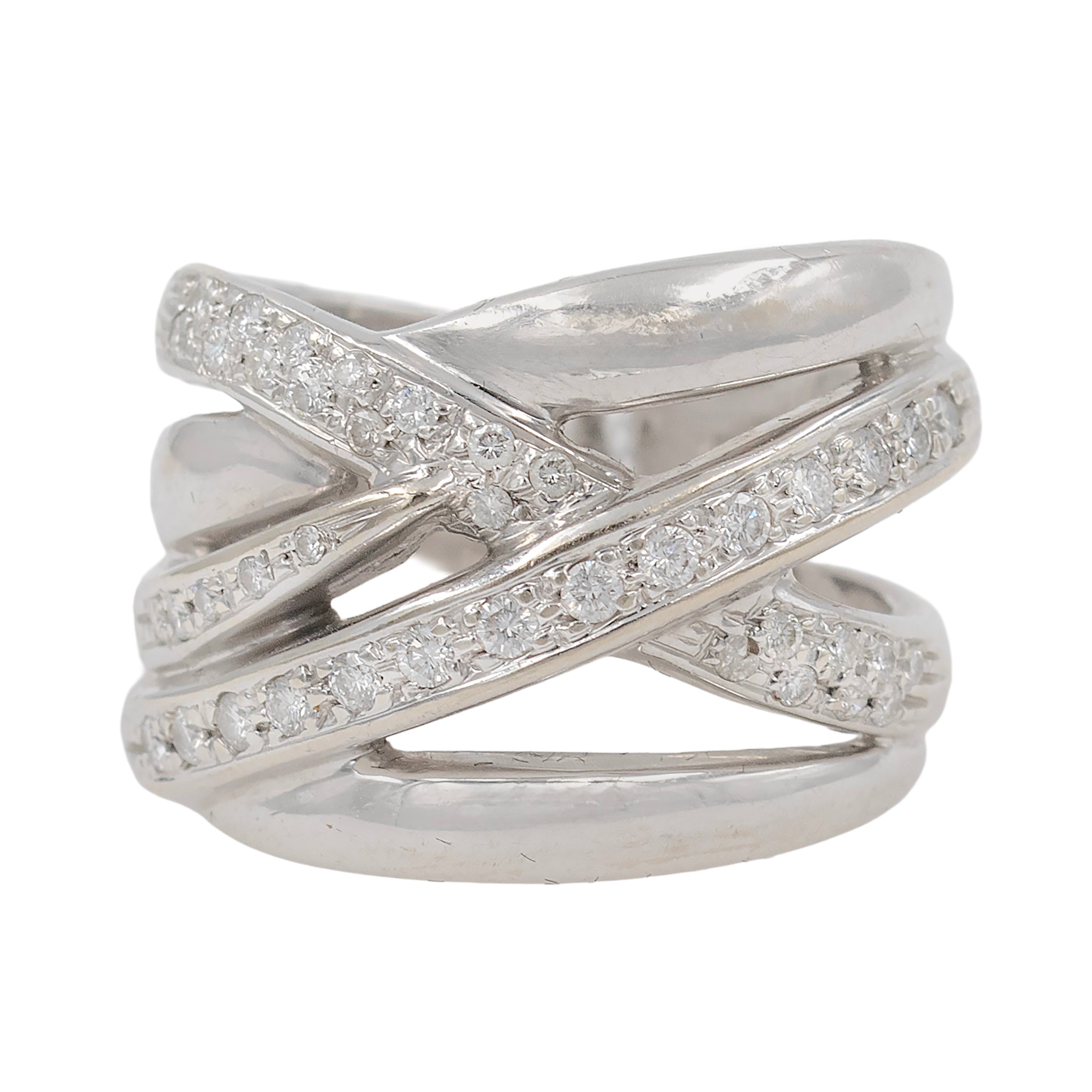 Wide White Gold And Diamond Wrap Band